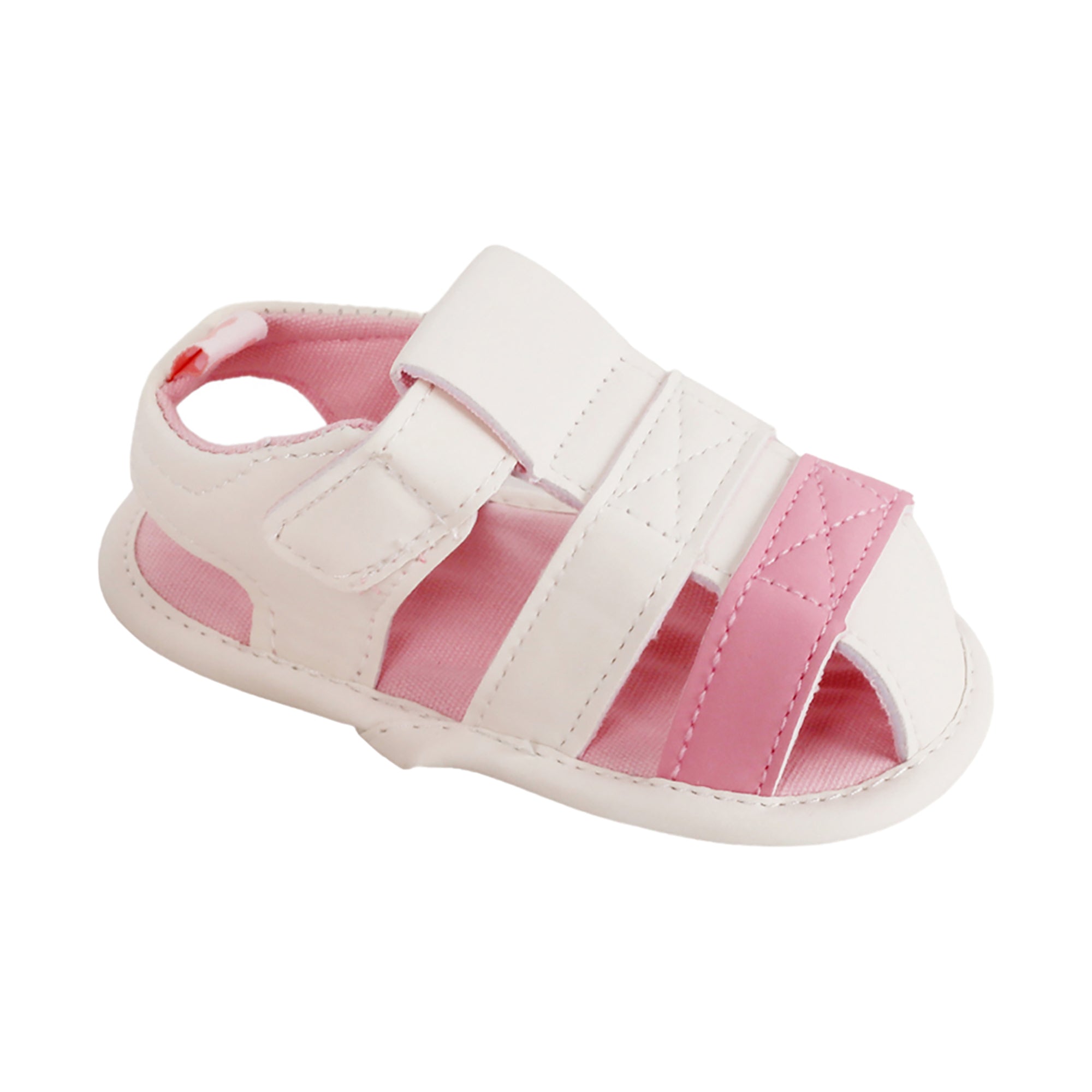 Baby Moo White And Pink Velcro Booties