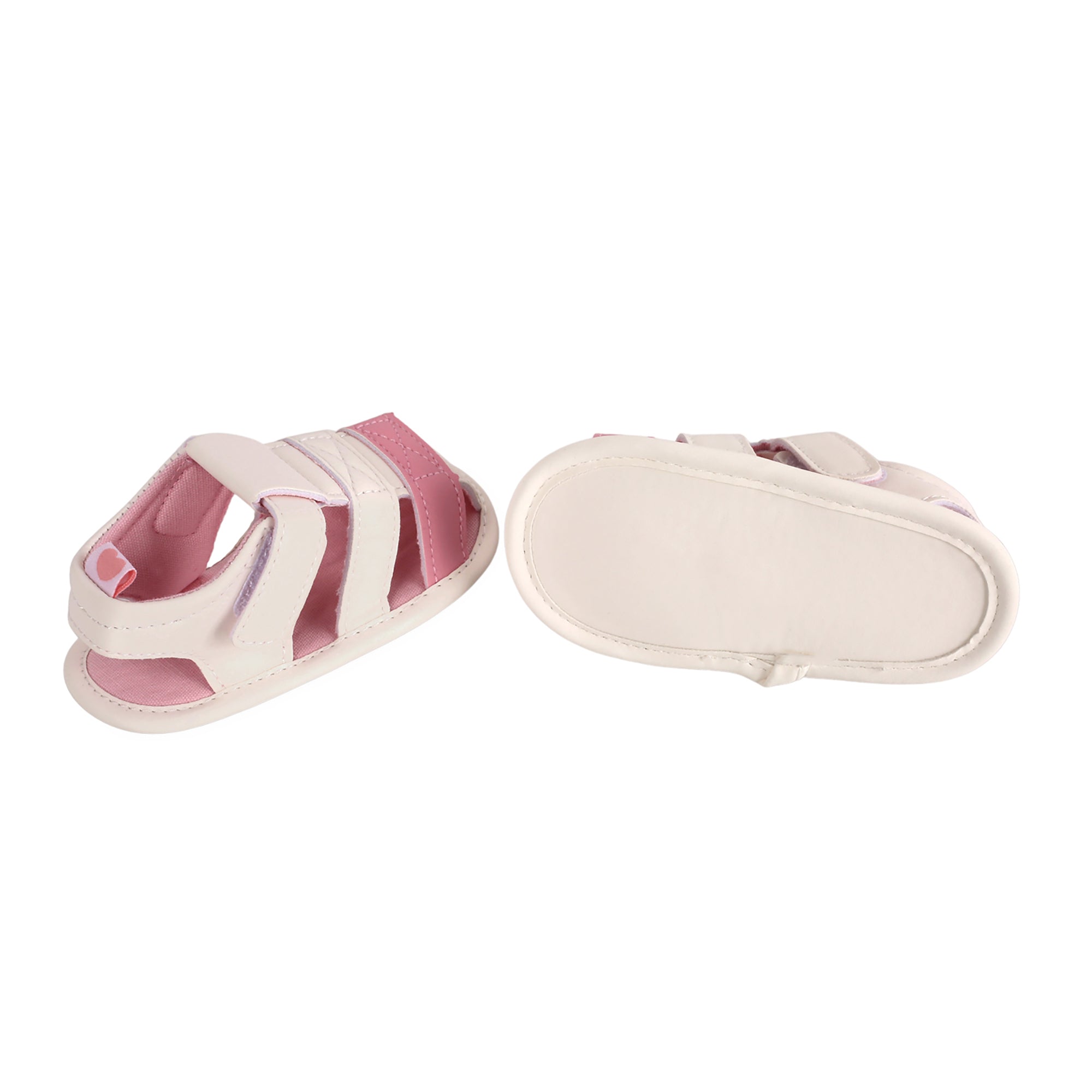 Baby Moo White And Pink Velcro Booties