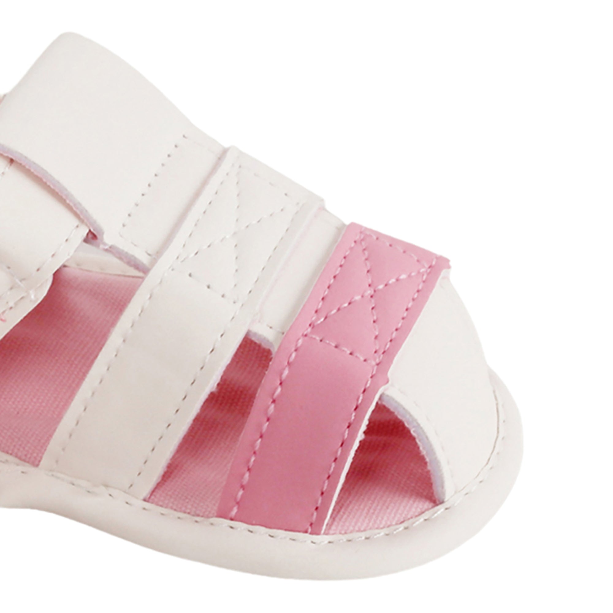 Baby Moo White And Pink Velcro Booties