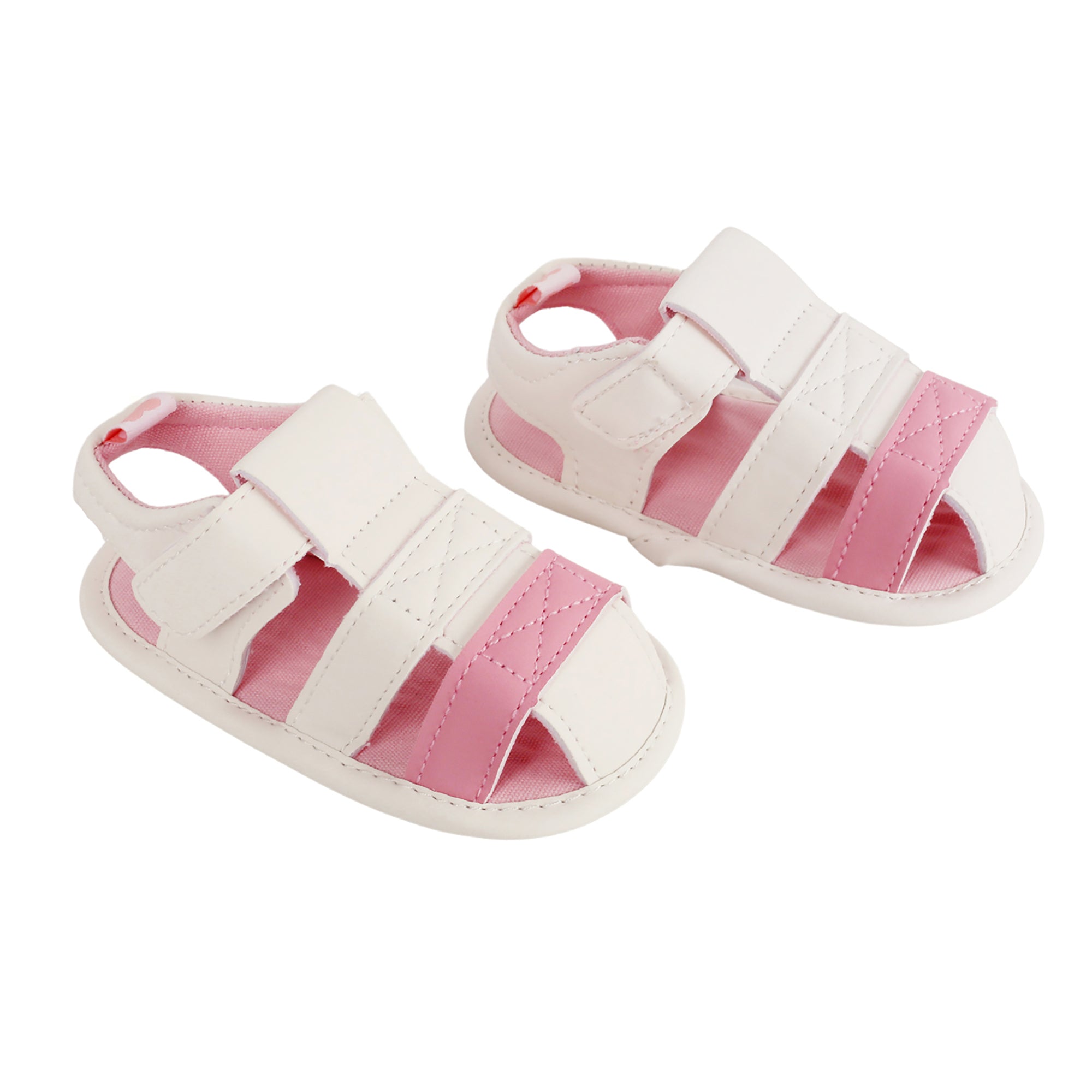 Baby Moo White And Pink Velcro Booties