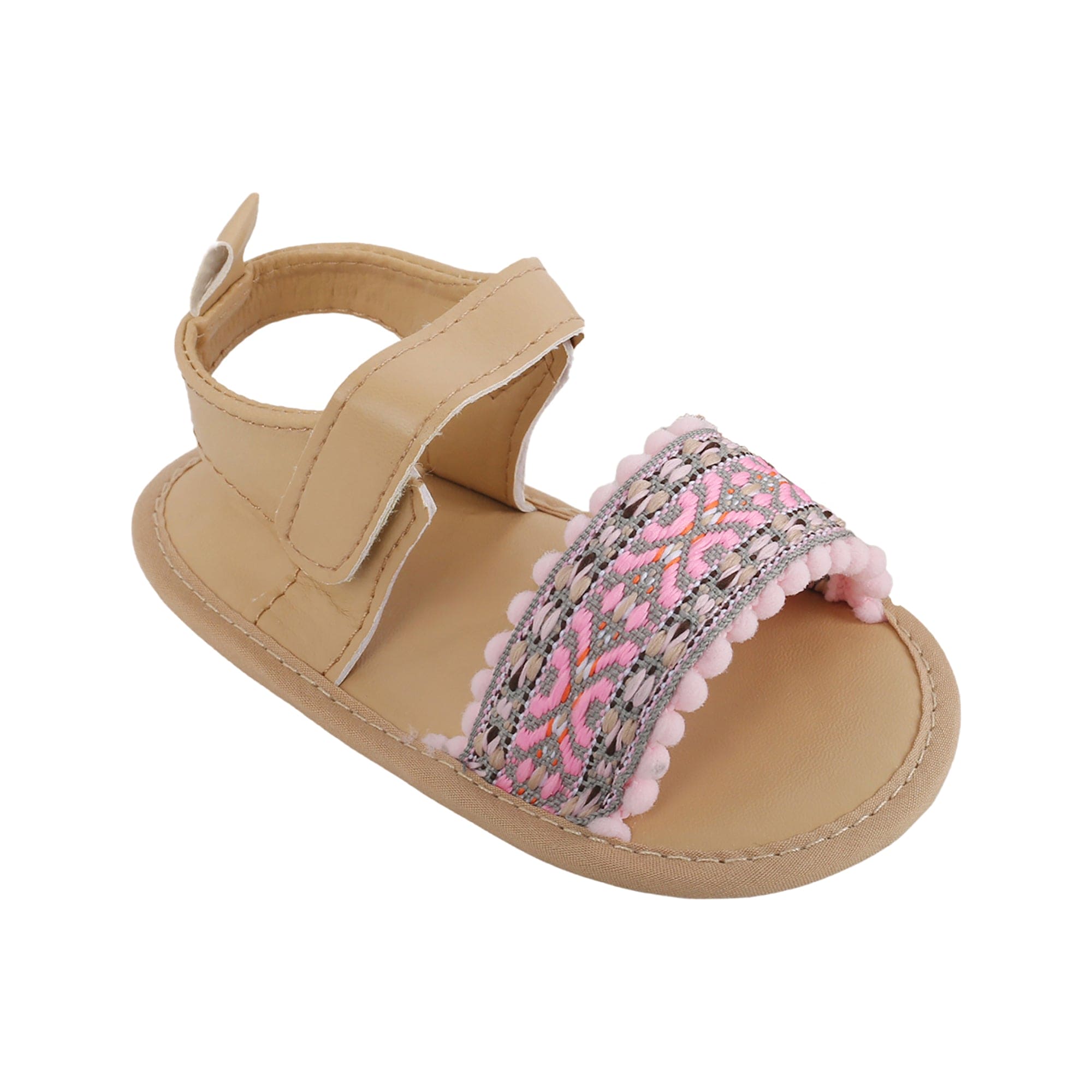 Baby Moo Embroidered Pink Sandals