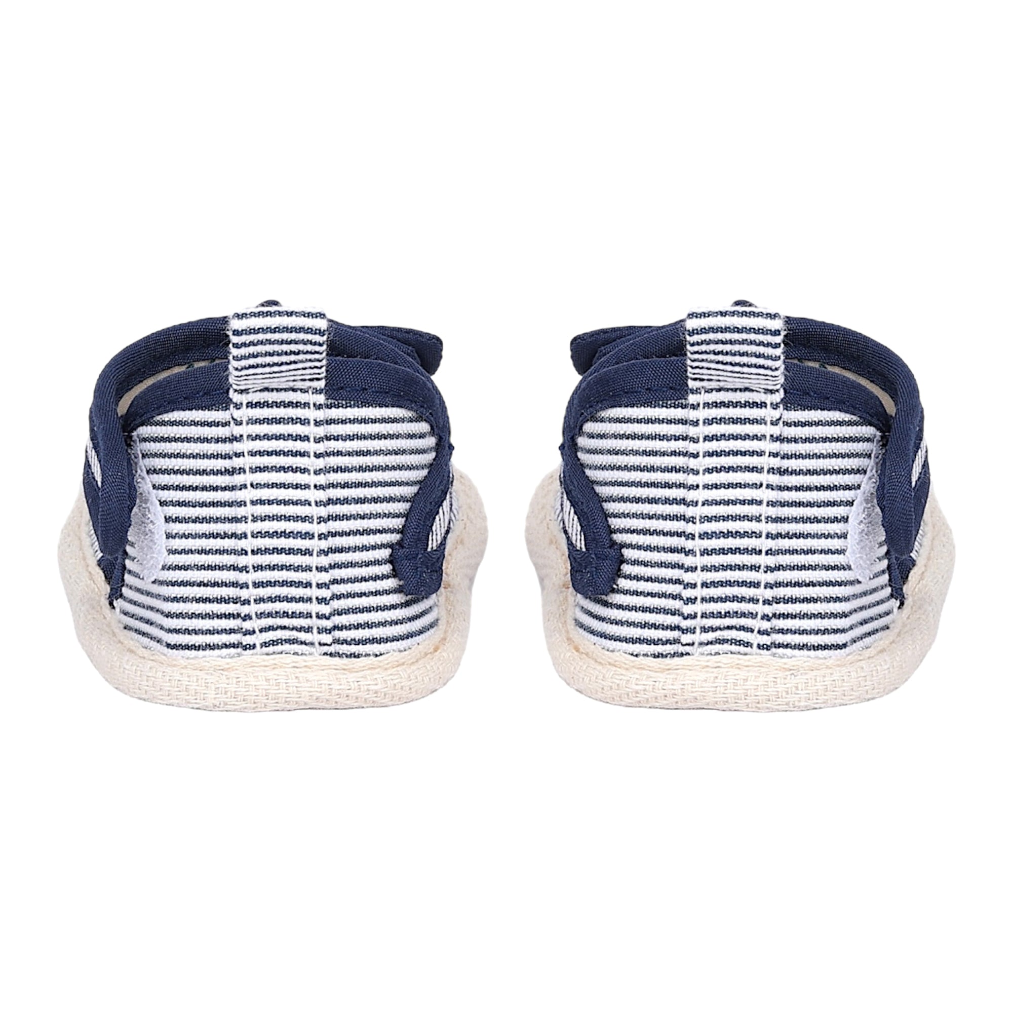 Baby Moo Bow Nautical Striped Velcro Straps Anti-Skid Sandals - Blue