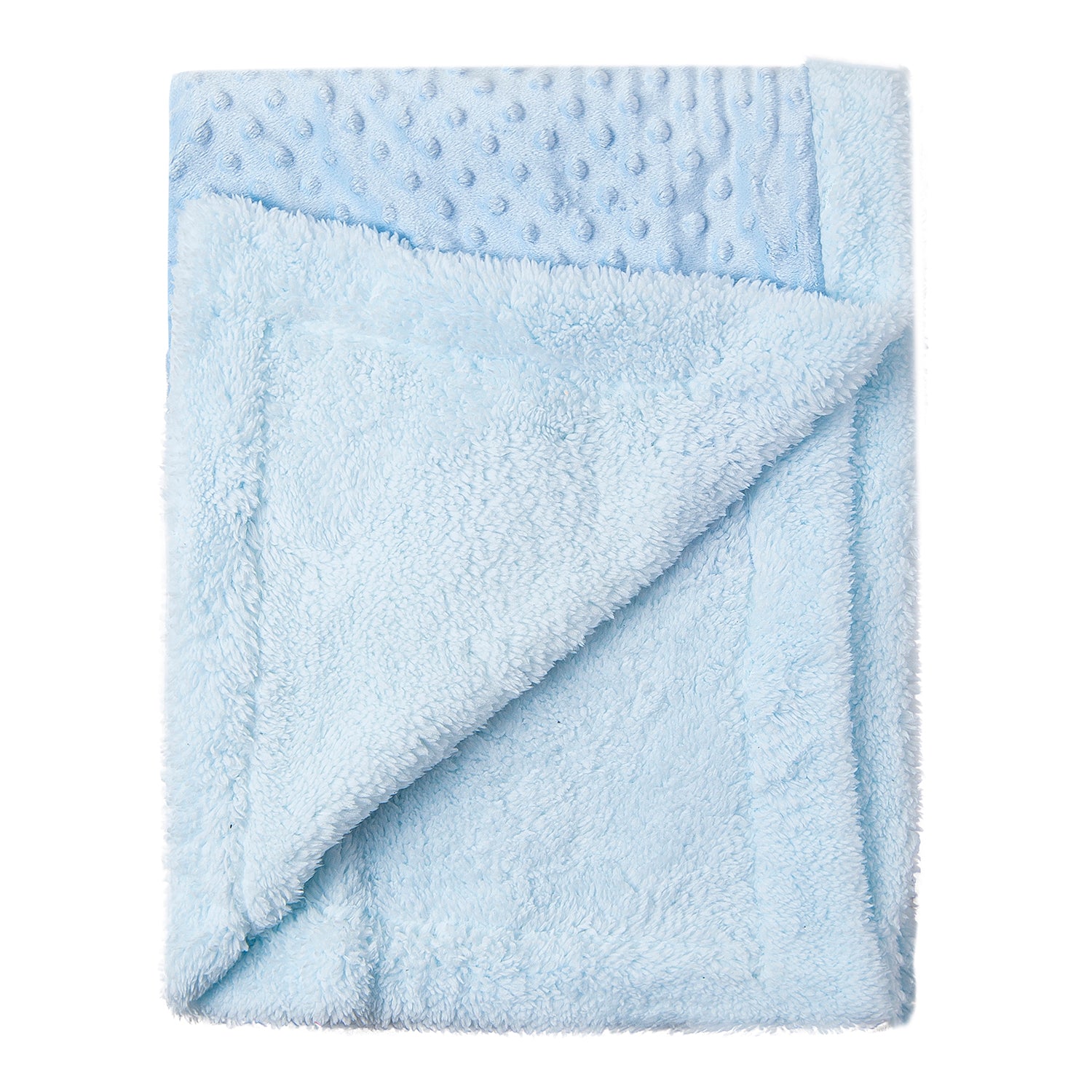 Baby Bear In Pram Soft Reversible Bubble Blanket Blue - Baby Moo