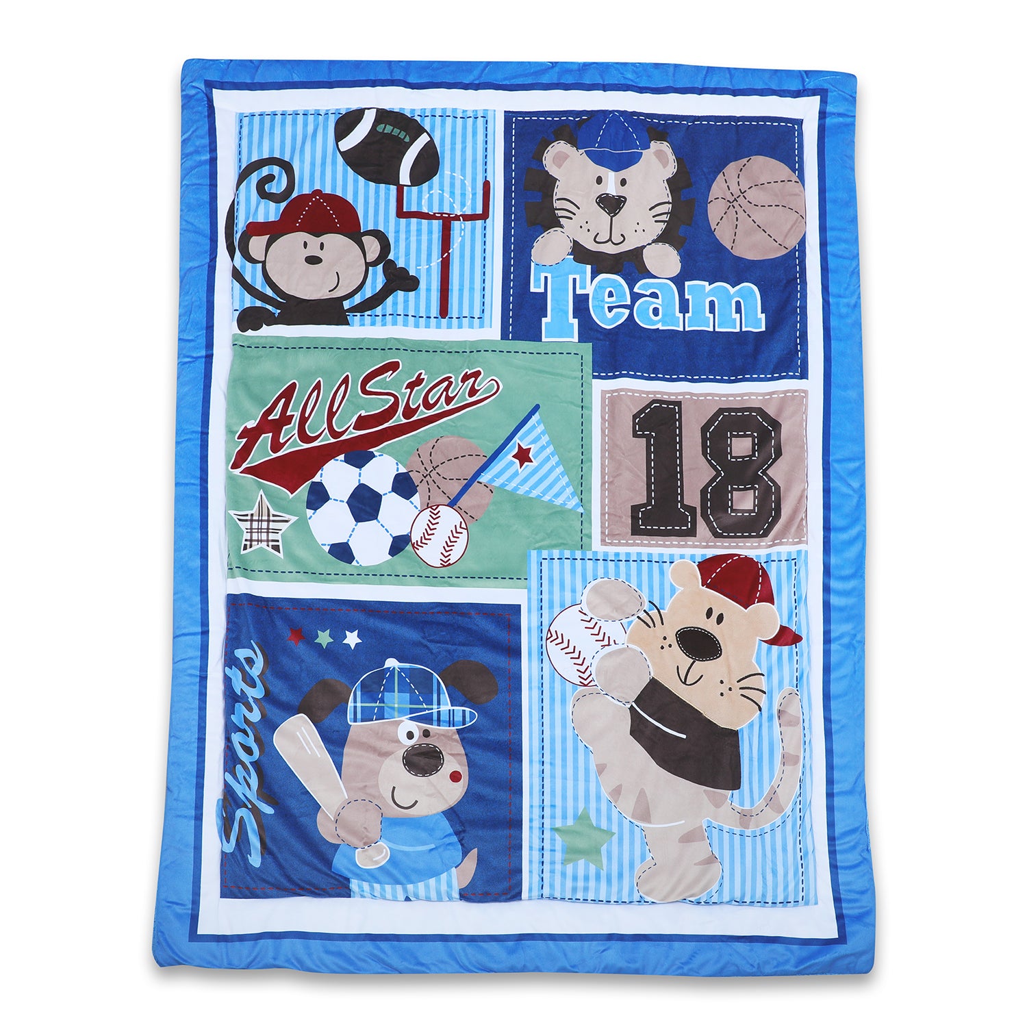 Baby Moo Sporty Champions Soft Fur Blanket - Blue - Baby Moo