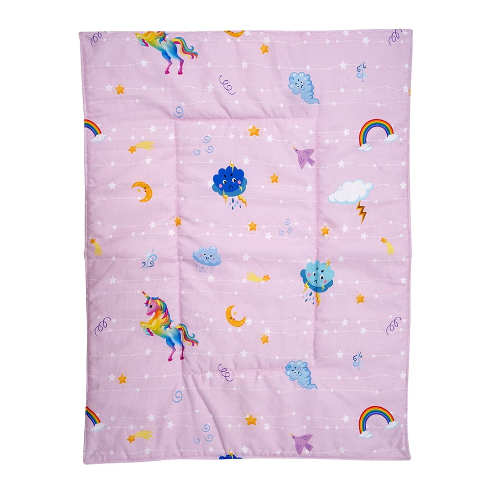 Baby Moo Unicorn 3 Quilted Cotton And 1 Attachable Waterproof Diaper Changing Sheet Set - Pink - Baby Moo