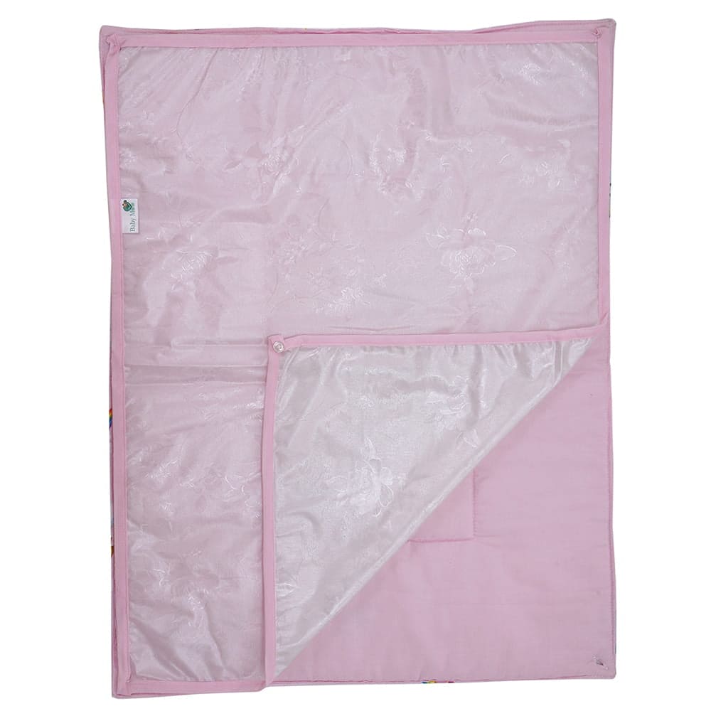Baby Moo Unicorn 3 Quilted Cotton And 1 Attachable Waterproof Diaper Changing Sheet Set - Pink - Baby Moo