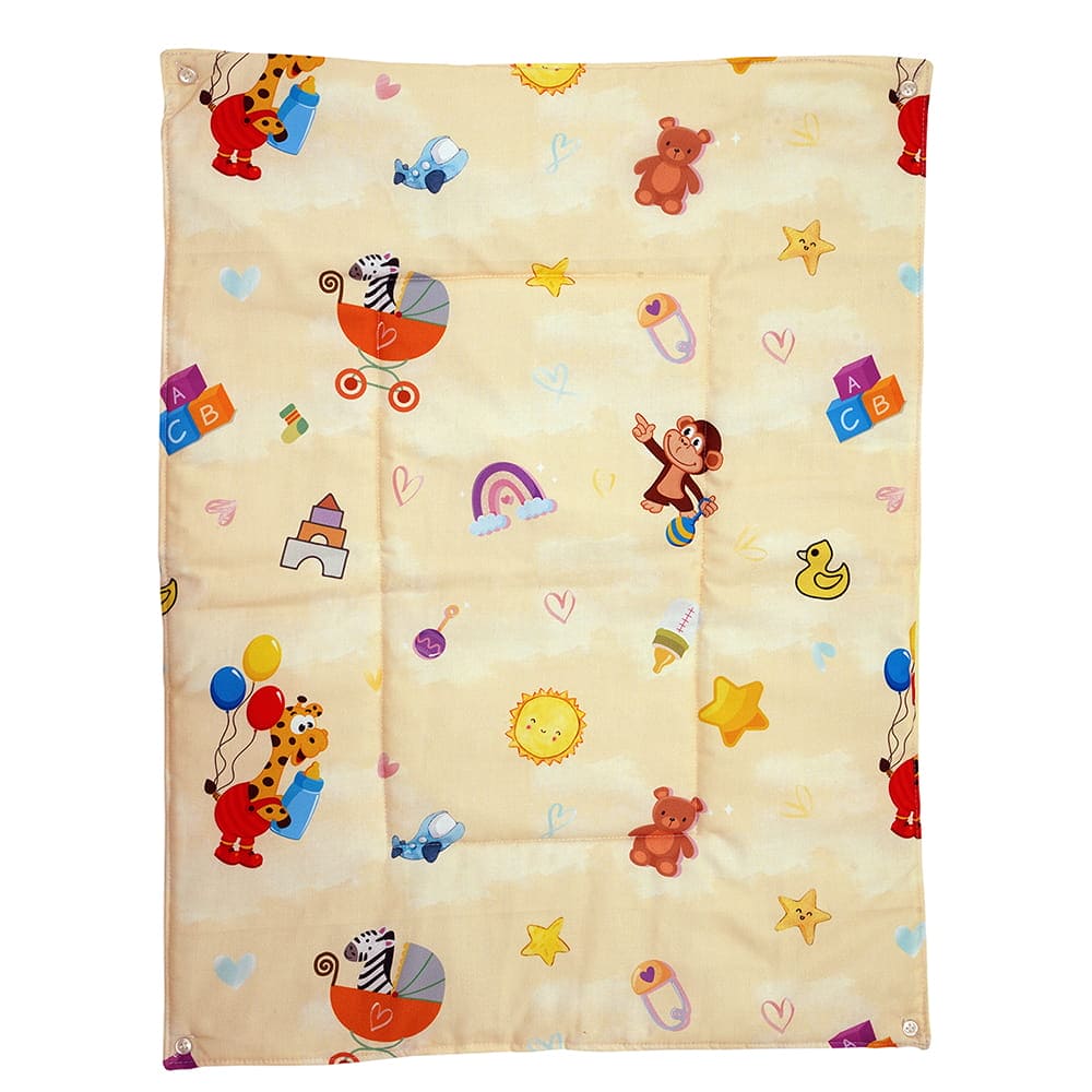 Baby Moo Zebra in Pram 3 Quilted Cotton And 1 Attachable Waterproof Diaper Changing Sheet Set - Yellow - Baby Moo