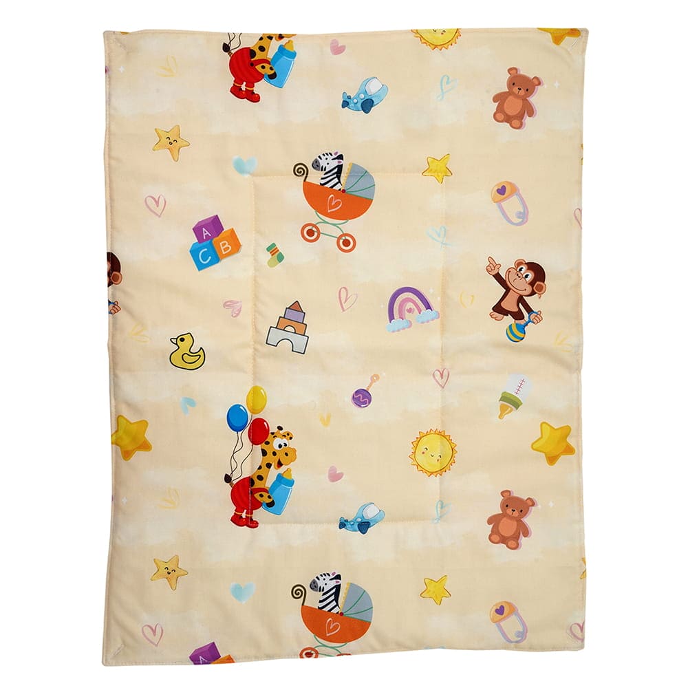 Baby Moo Zebra in Pram 3 Quilted Cotton And 1 Attachable Waterproof Diaper Changing Sheet Set - Yellow - Baby Moo