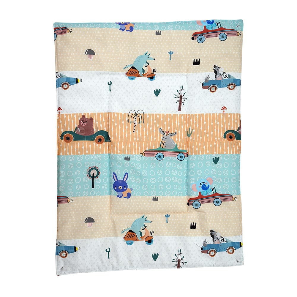 Baby Moo Animal Safari 3 Quilted Cotton And 1 Attachable Waterproof Diaper Changing Sheet Set - Yellow - Baby Moo