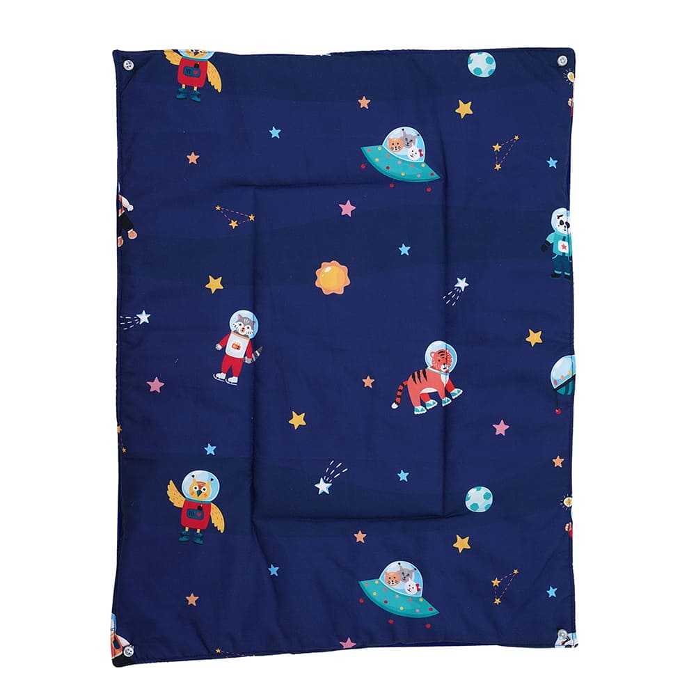 Baby Moo Spaceship 3 Quilted Cotton And 1 Attachable Waterproof Diaper Changing Sheet Set - Blue - Baby Moo