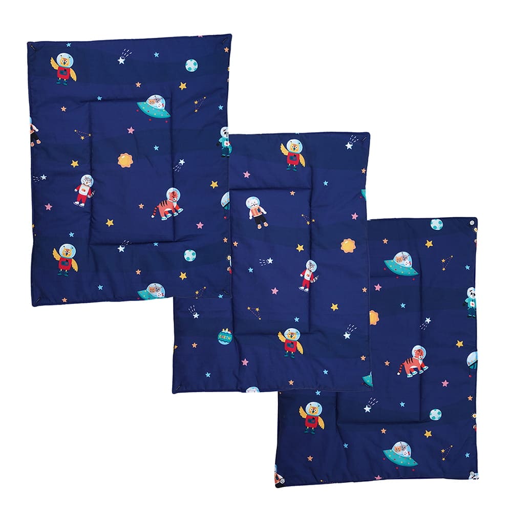 Baby Moo Spaceship 3 Quilted Cotton And 1 Attachable Waterproof Diaper Changing Sheet Set - Blue - Baby Moo