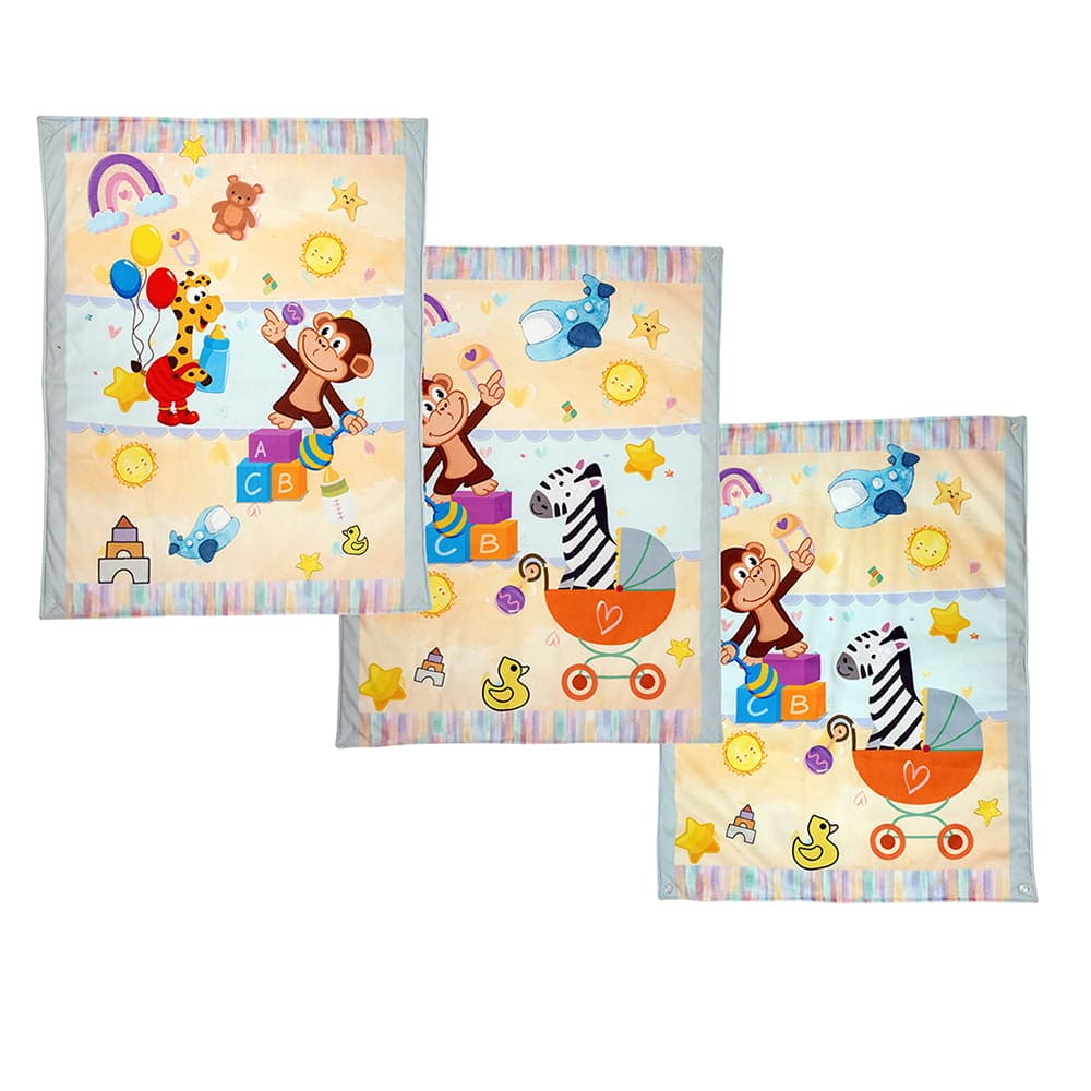 Baby Moo Zebra in Pram 3 Velvet And 1 Waterproof Diaper Changing Sheet Set - Yellow - Baby Moo