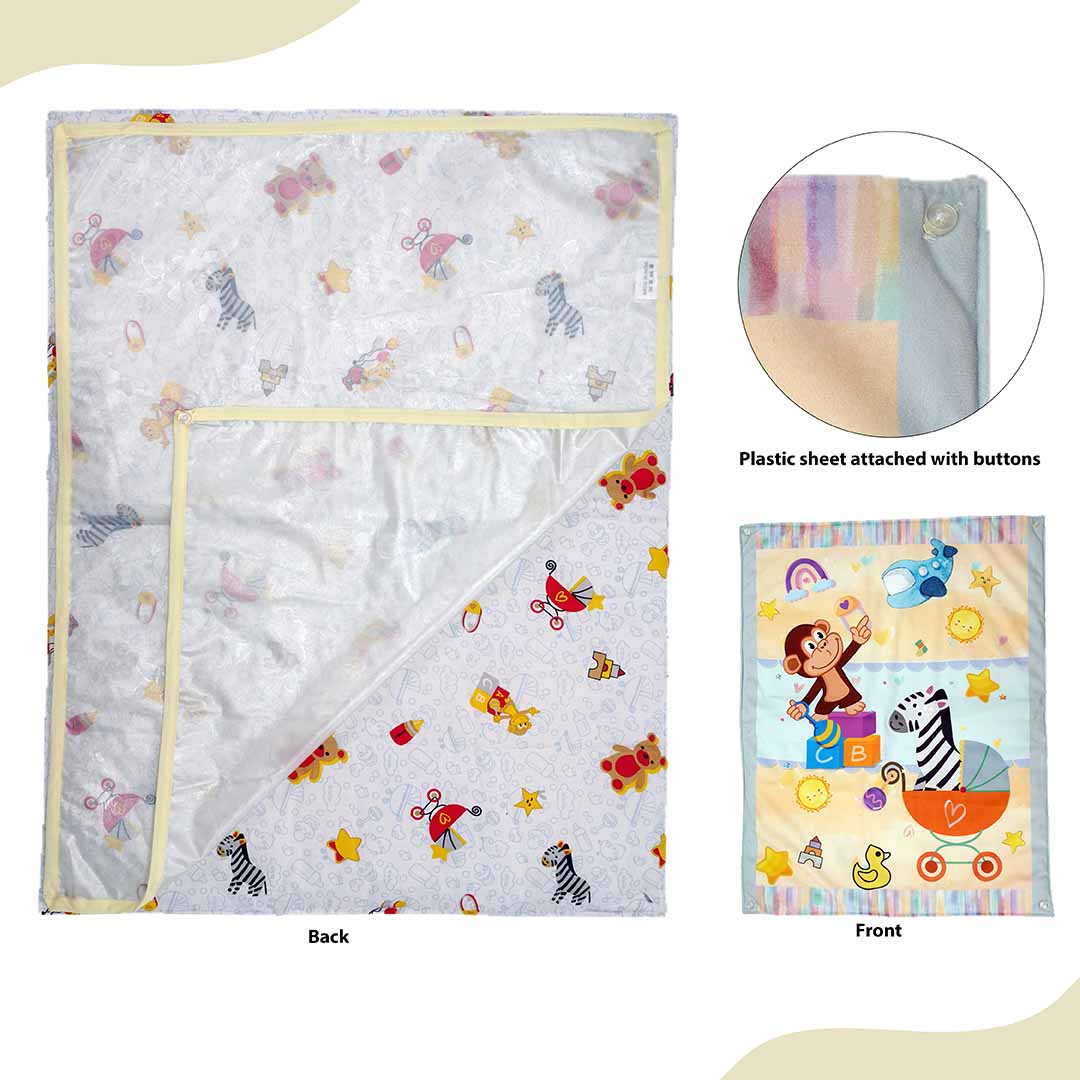 Baby Moo Zebra in Pram 3 Velvet And 1 Waterproof Diaper Changing Sheet Set - Yellow - Baby Moo