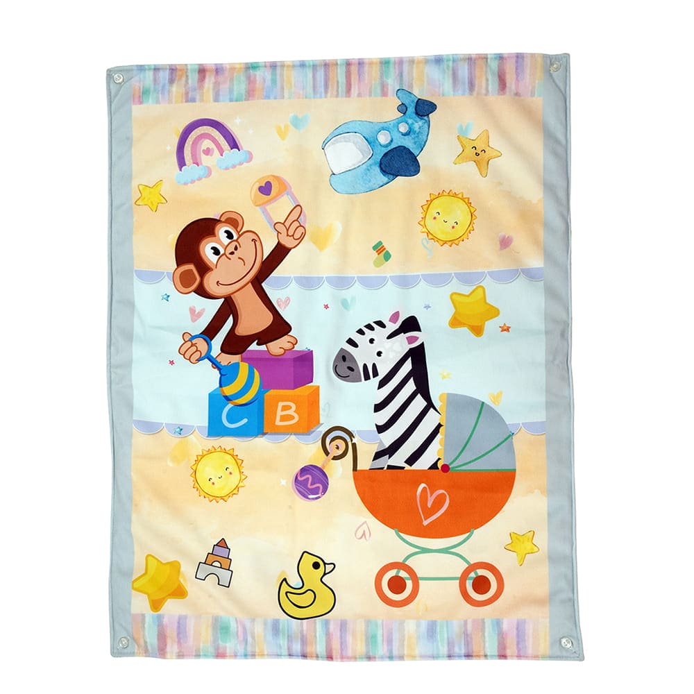 Baby Moo Zebra in Pram 3 Velvet And 1 Waterproof Diaper Changing Sheet Set - Yellow - Baby Moo