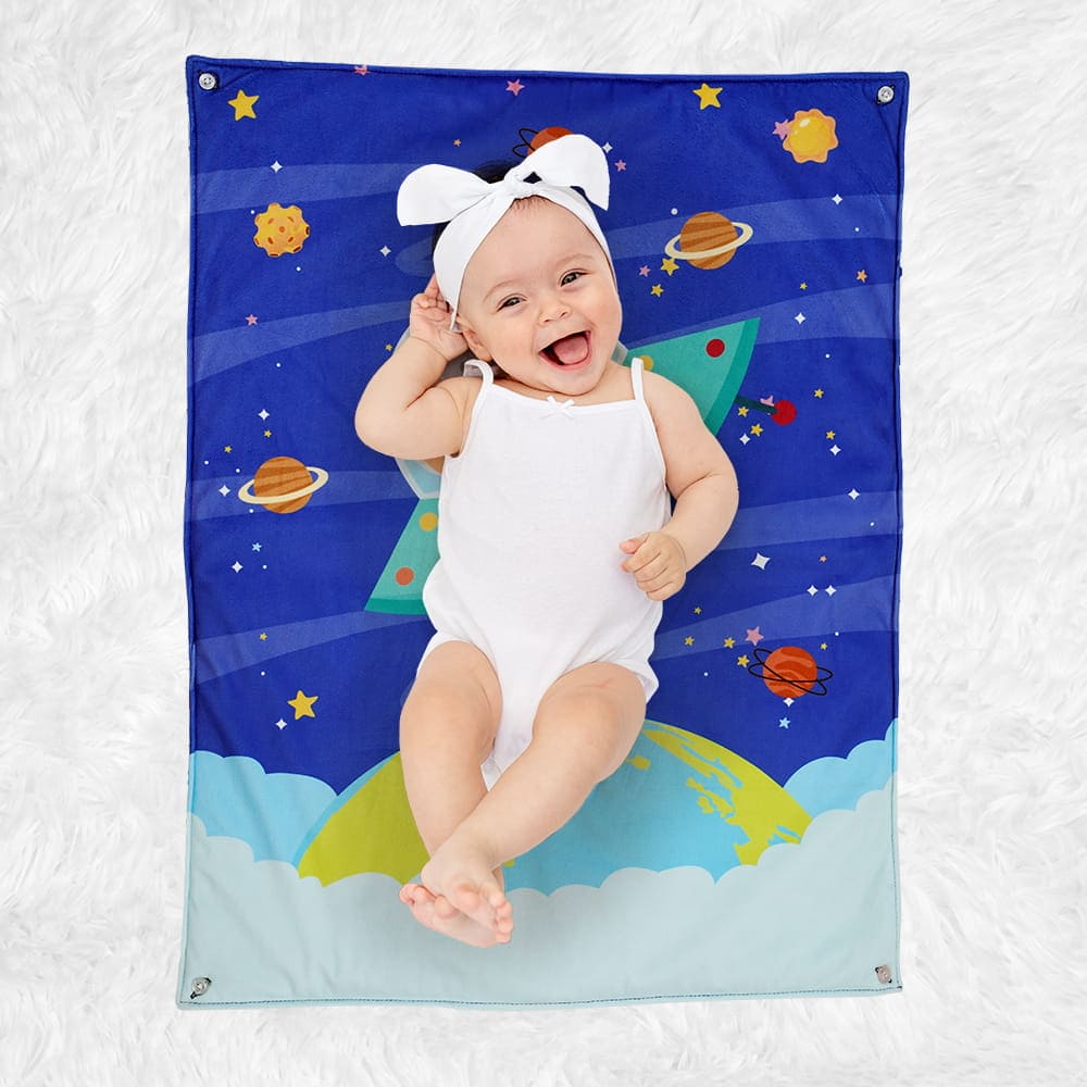 Baby Moo Space 3 Velvet And 1 Waterproof Diaper Changing Sheet Set - Blue - Baby Moo