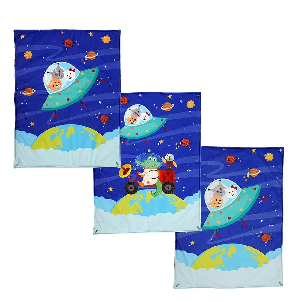 Baby Moo Space 3 Velvet And 1 Waterproof Diaper Changing Sheet Set - Blue - Baby Moo