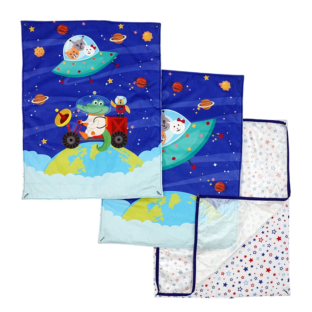 Baby Moo Space 3 Velvet And 1 Waterproof Diaper Changing Sheet Set - Blue - Baby Moo