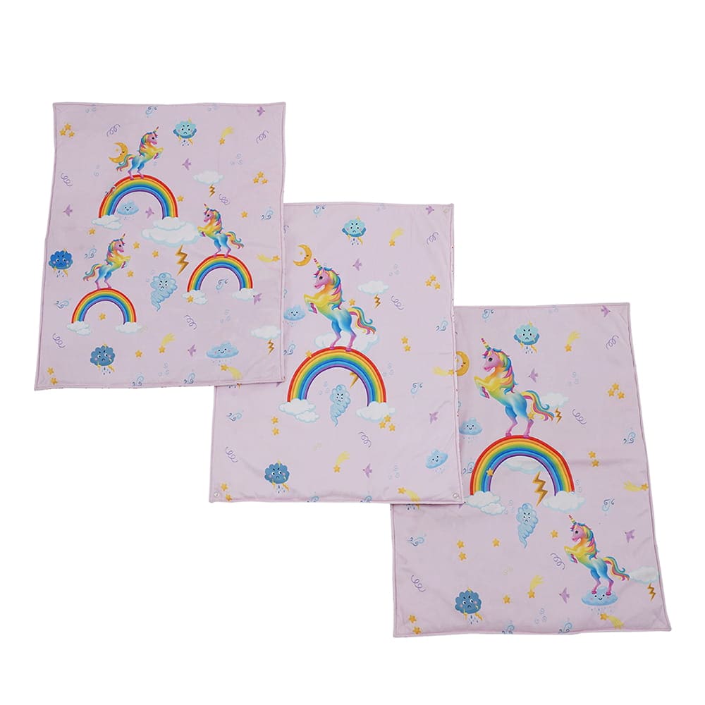 Baby Moo Unicorn 3 Velvet And 1 Waterproof Diaper Changing Sheet Set - Pink - Baby Moo