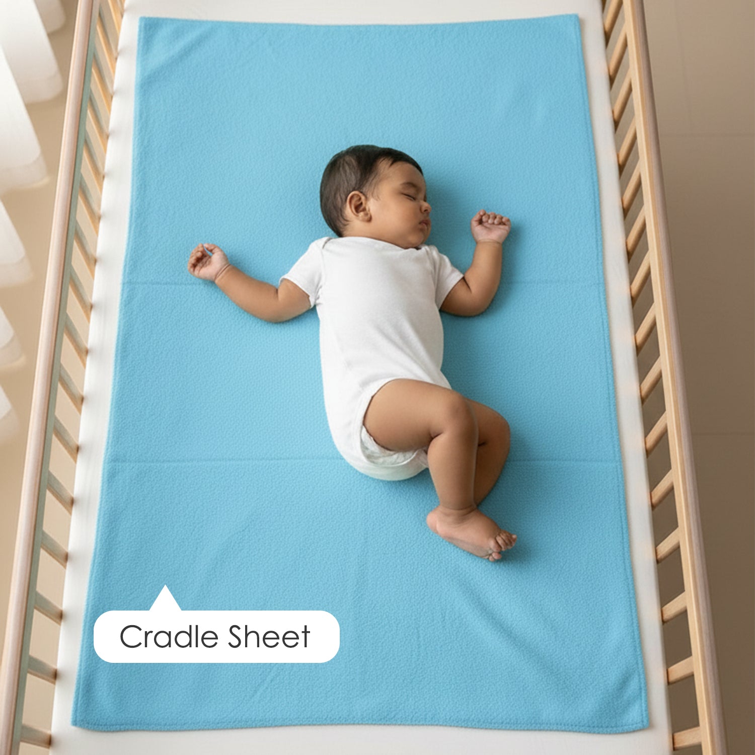 Baby Moo Plain Changeable Dry Sheet Water-resistant Bed Protector - Blue