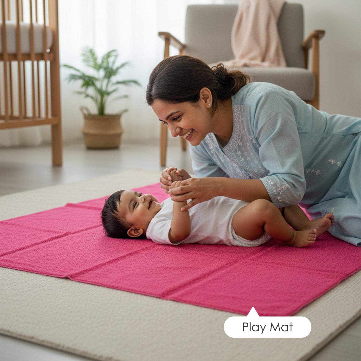 Baby Moo Plain Changeable Dry Sheet Water-resistant Bed Protector - Dark Pink