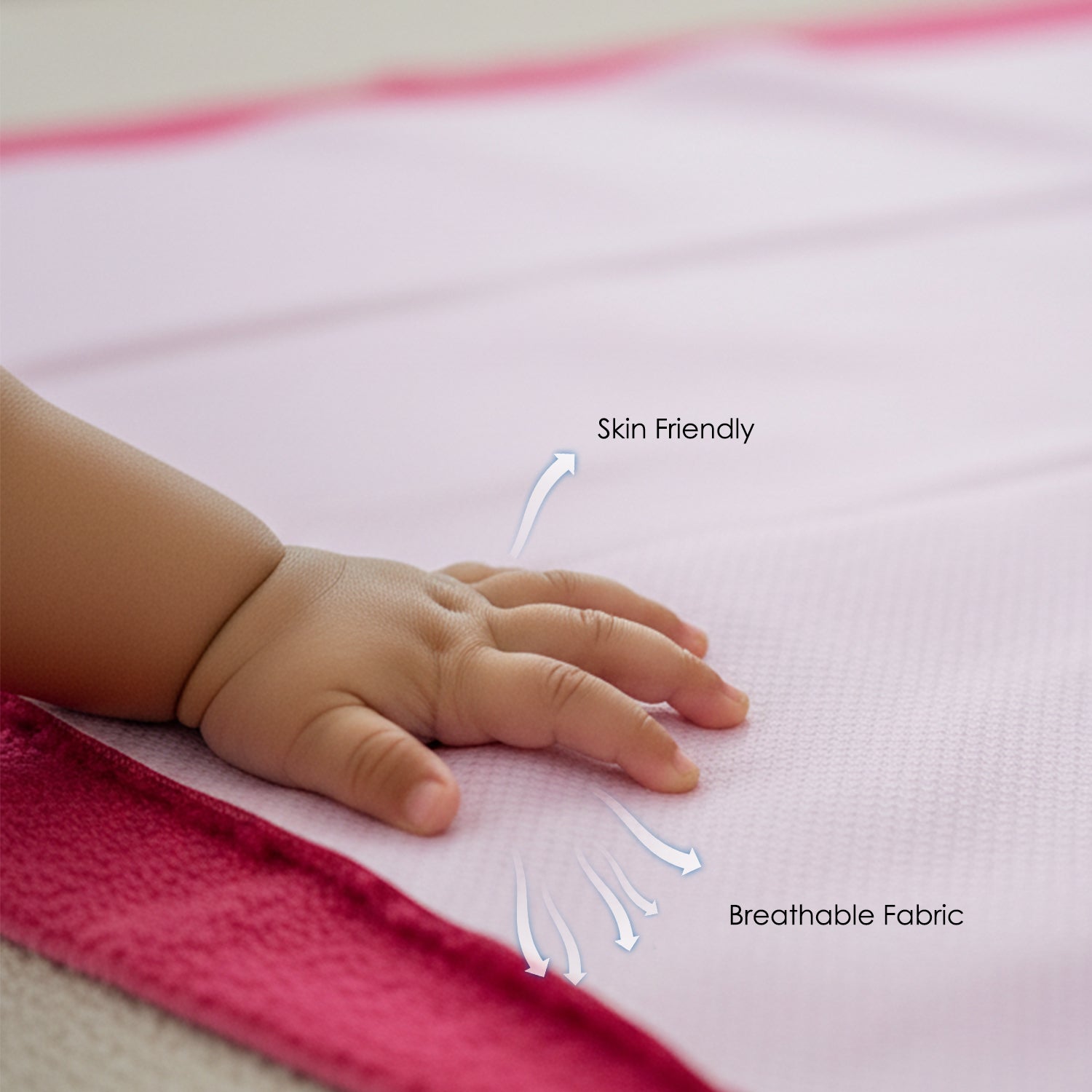 Baby Moo Plain Changeable Dry Sheet Water-resistant Bed Protector - Dark Pink
