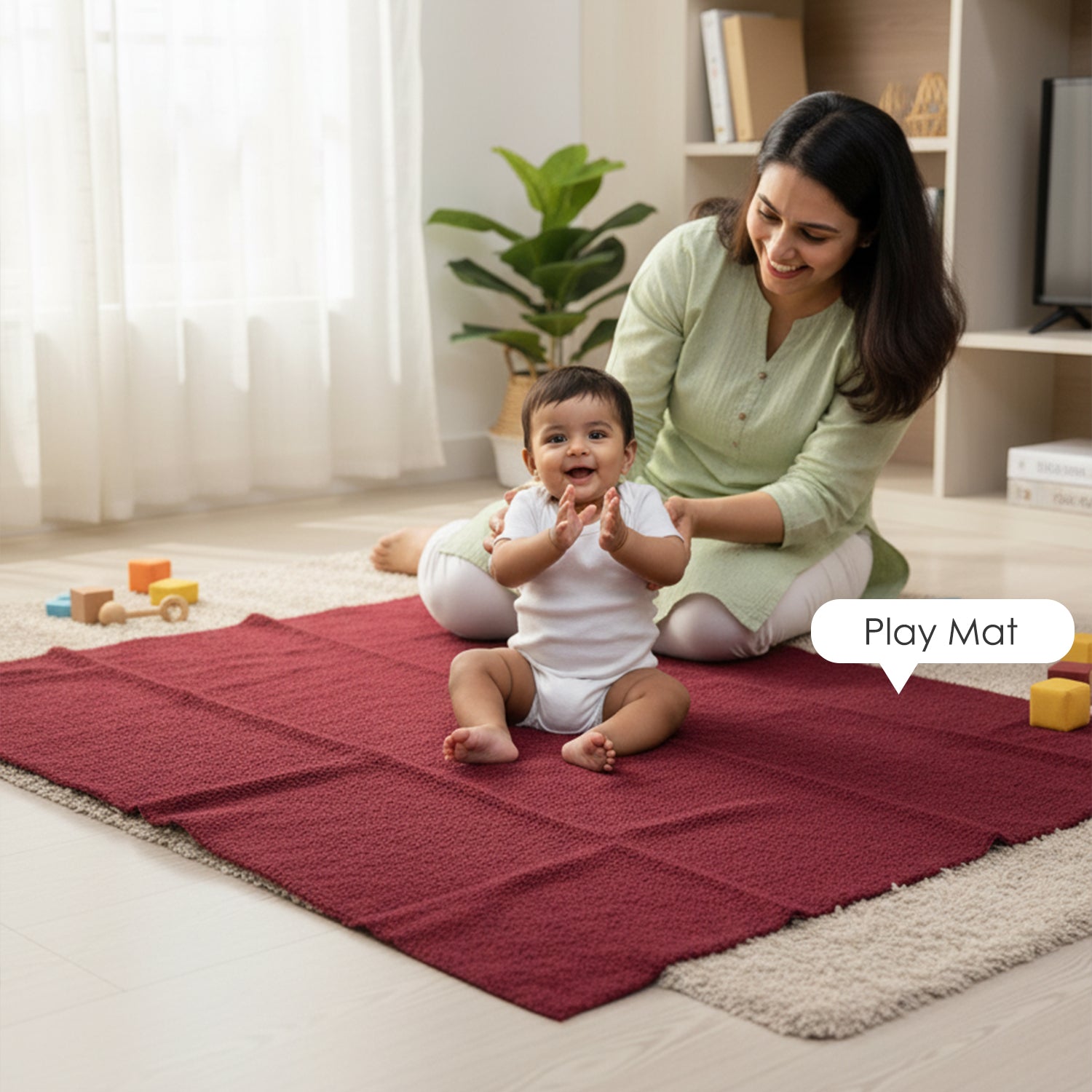 Baby Moo Plain Changeable Dry Sheet Water-resistant Bed Protector - Maroon