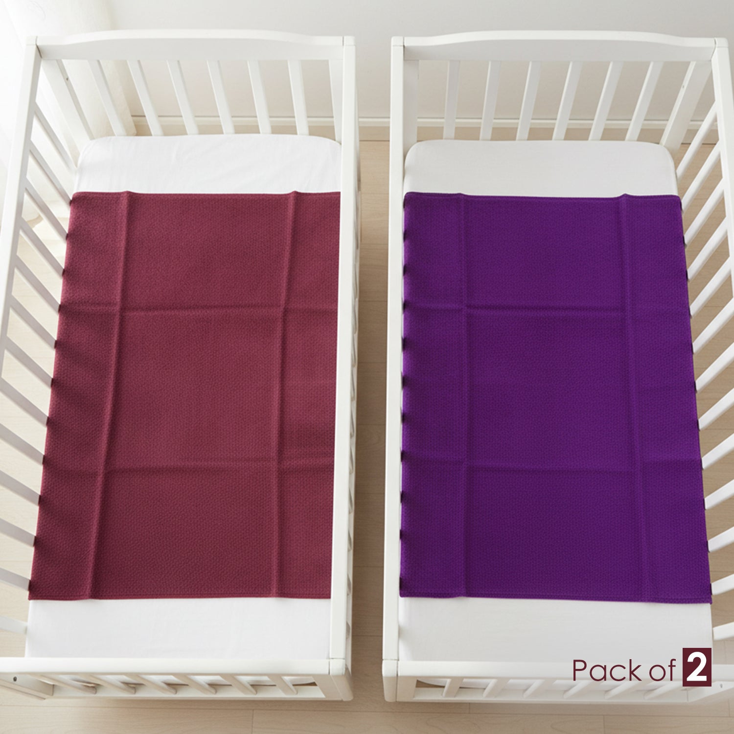 Baby Moo Plain Changeable Dry Sheet Water-resistant Bed Protector Pack Of 2 - Maroon, Amethyst