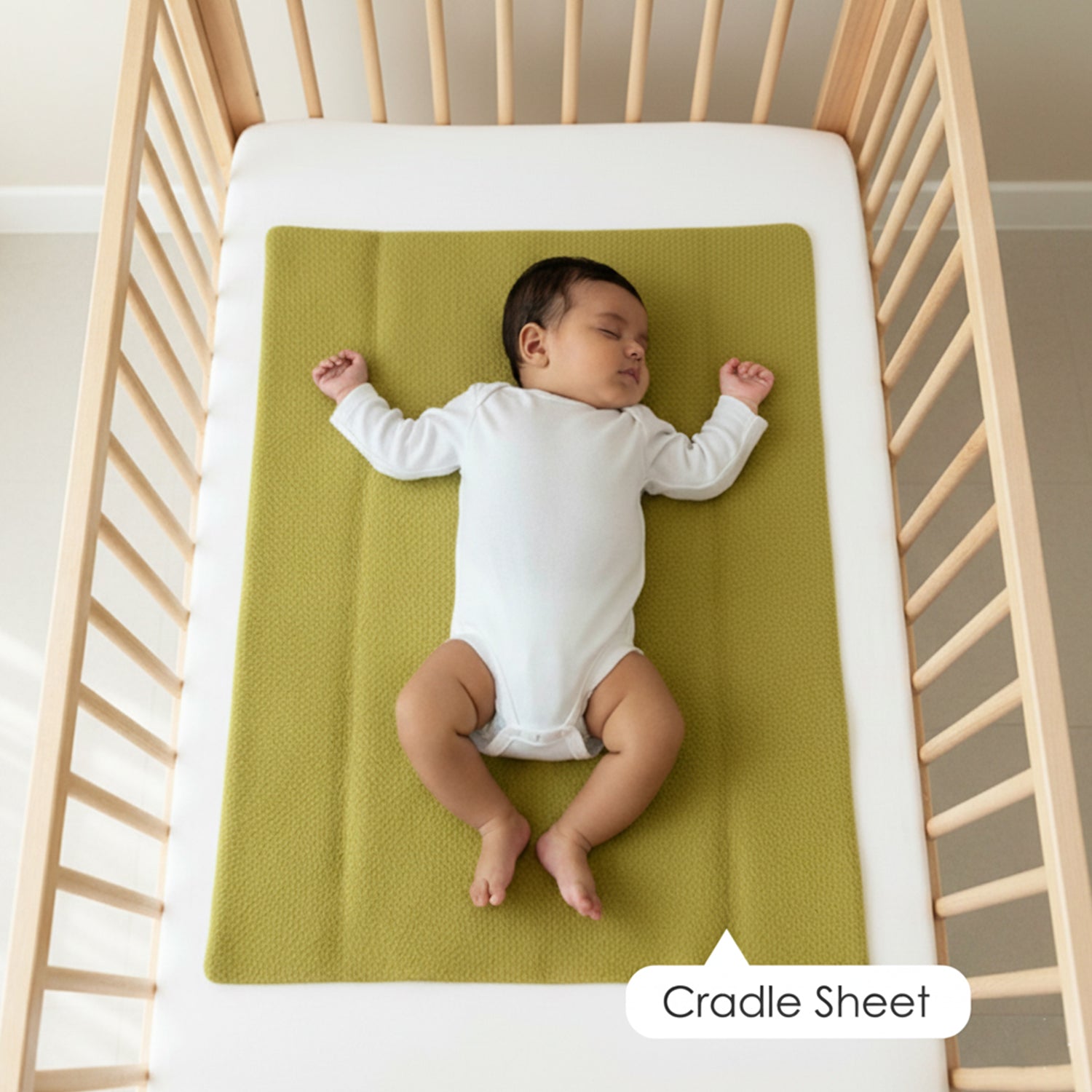 Baby Moo Plain Changeable Dry Sheet Water-resistant Bed Protector - Olive Green