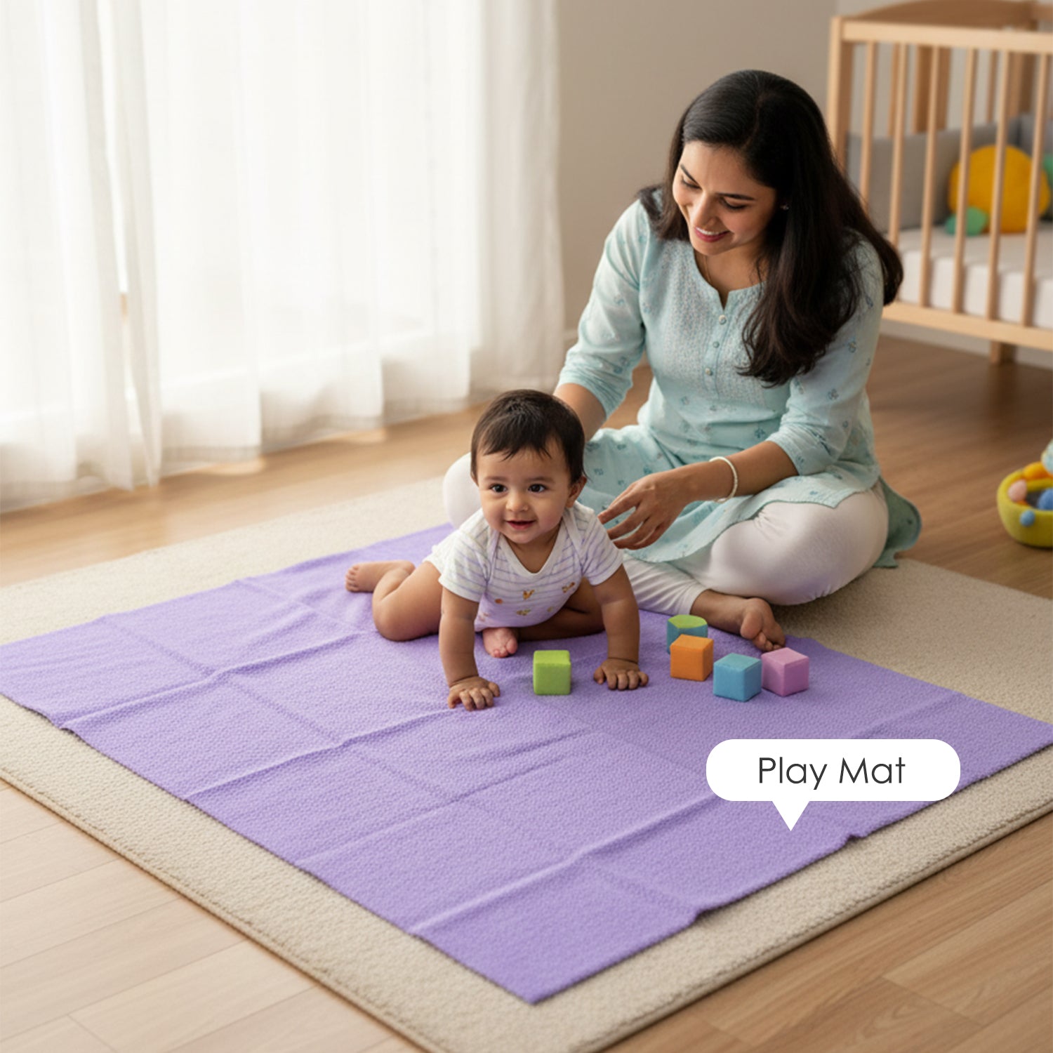 Baby Moo Plain Changeable Dry Sheet Water-resistant Bed Protector - Purple