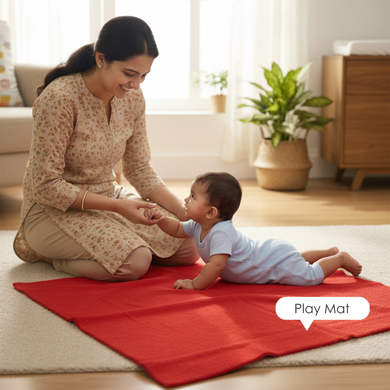 Baby Moo Plain Changeable Dry Sheet Water-resistant Bed Protector - Red