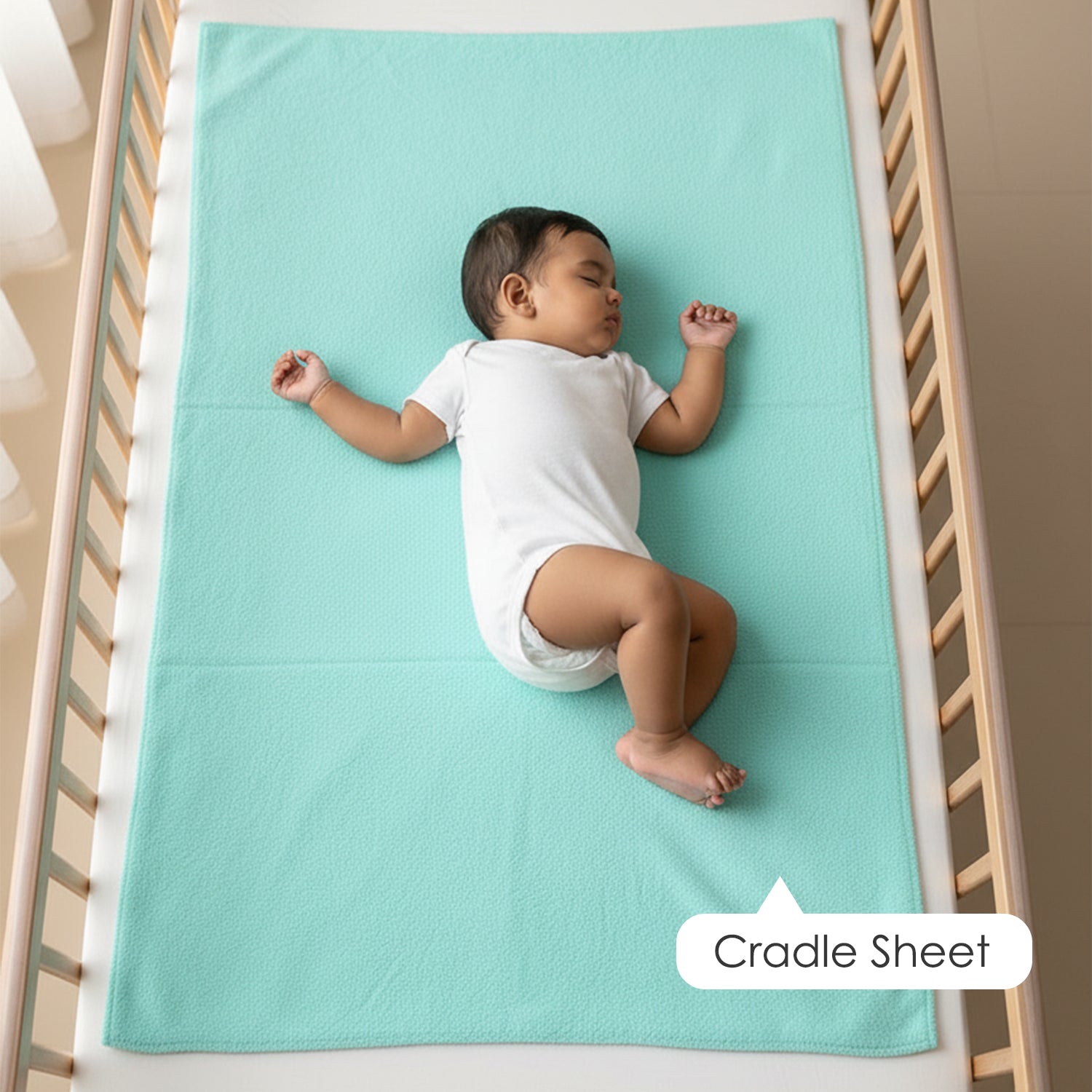 Baby Moo Plain Changeable Dry Sheet Water-resistant Bed Protector - Sea Green