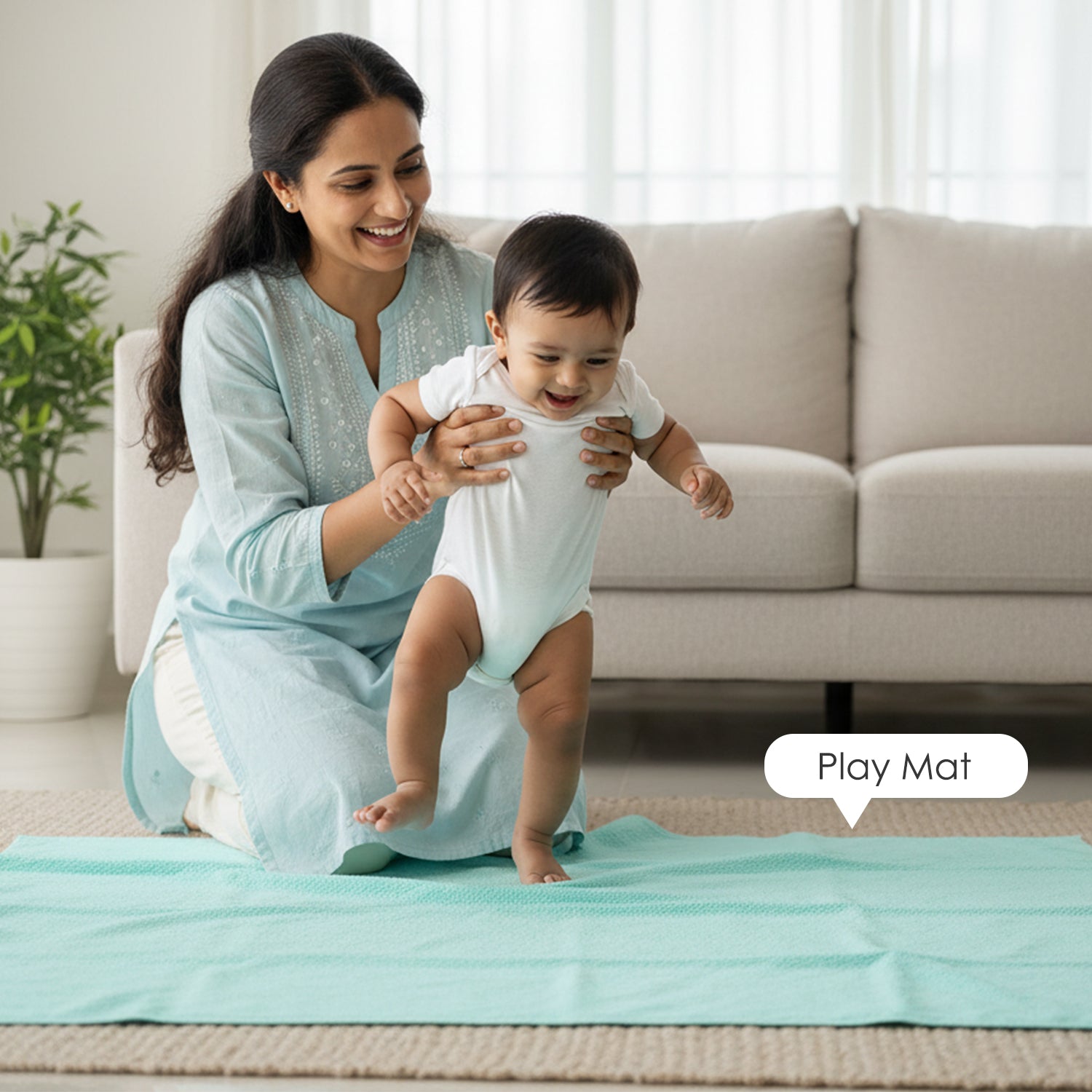 Baby Moo Plain Changeable Dry Sheet Water-resistant Bed Protector Pack Of 2 - Sea Green, Navy Blue