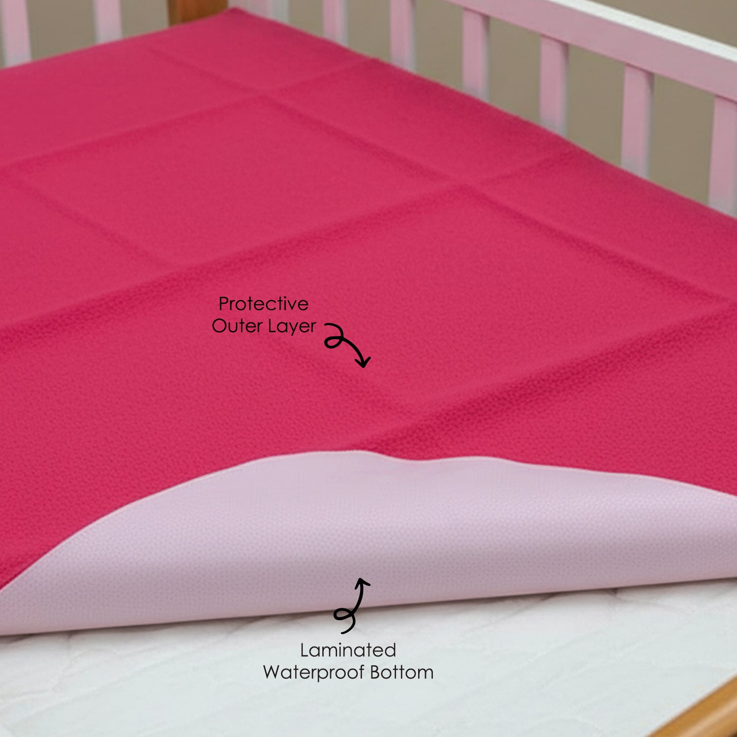 Baby Moo Plain Changeable Dry Sheet Water-resistant Bed Protector Pack Of 3 - Dark Pink, Yellow And Burgundy