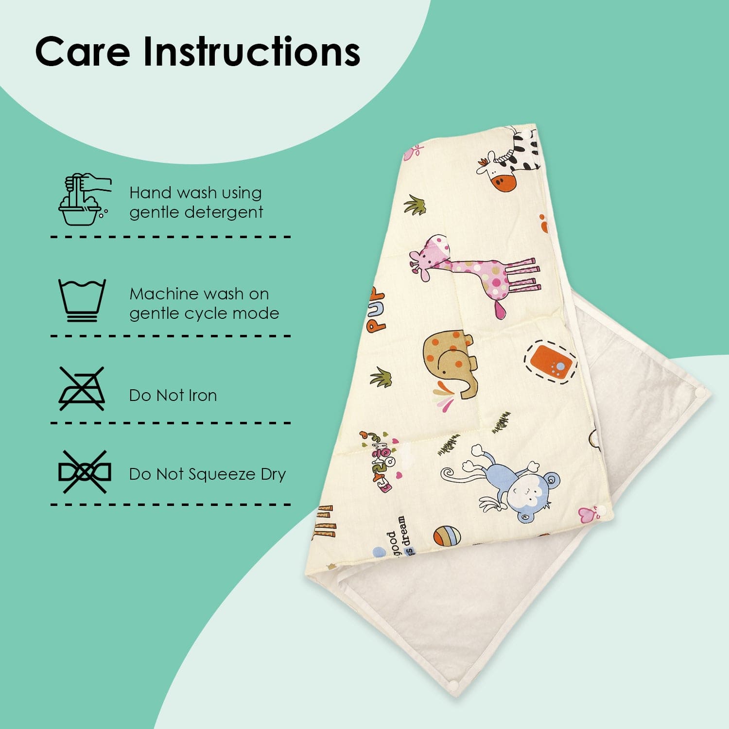Waterproof Changing Sheet Set I Love Animals Cream