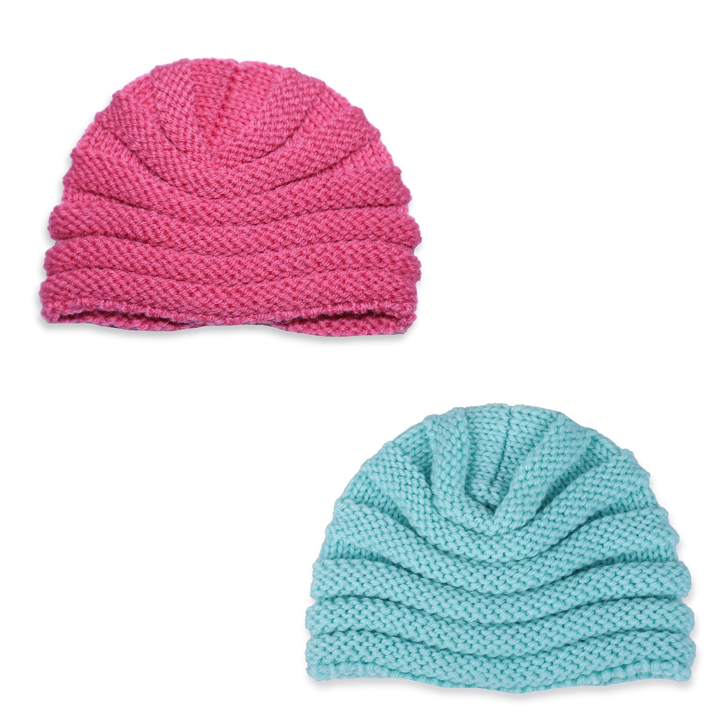 Baby Moo Partywear Sequence Bow 2 Pack Turban Caps - Pink And Blue - Baby Moo