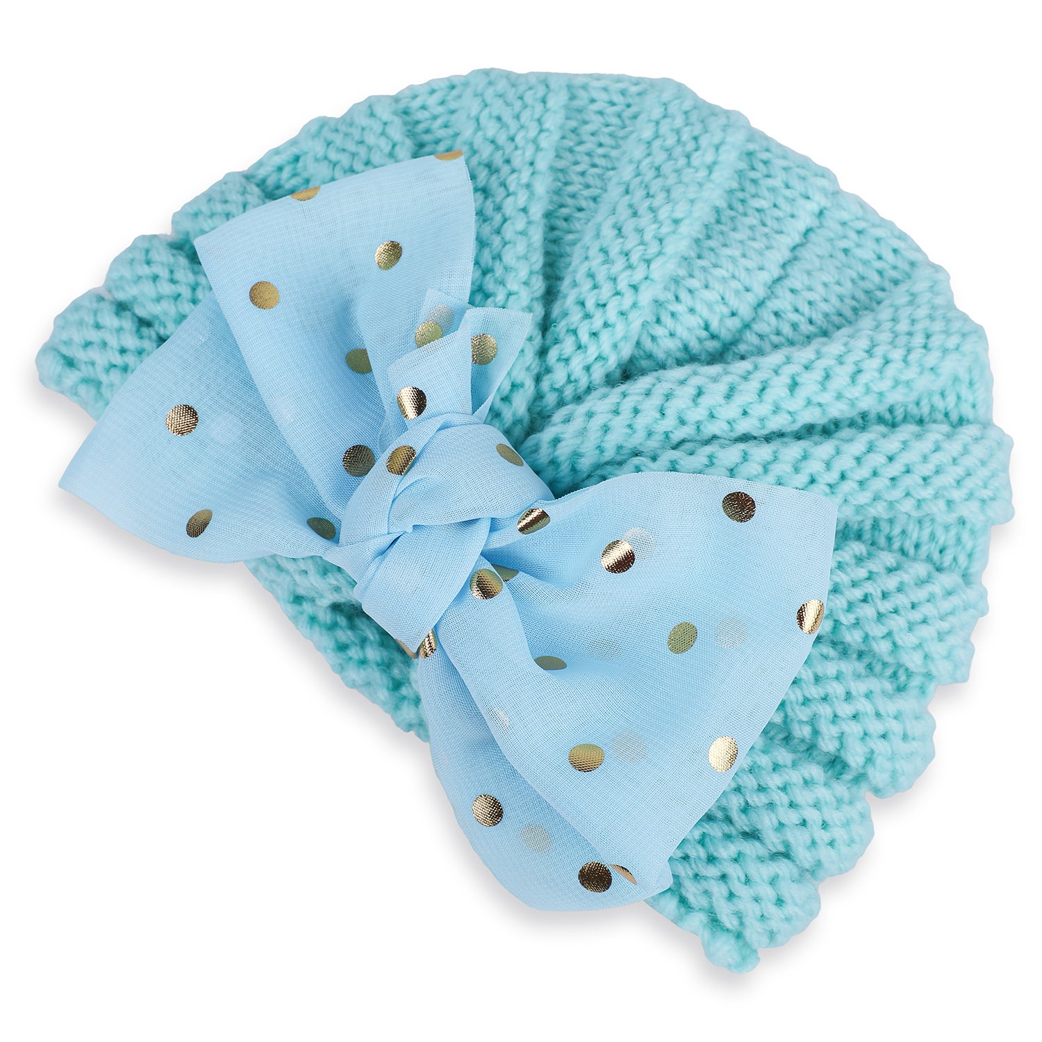 Baby Moo Partywear Sequence Bow 2 Pack Turban Caps - Pink And Blue - Baby Moo