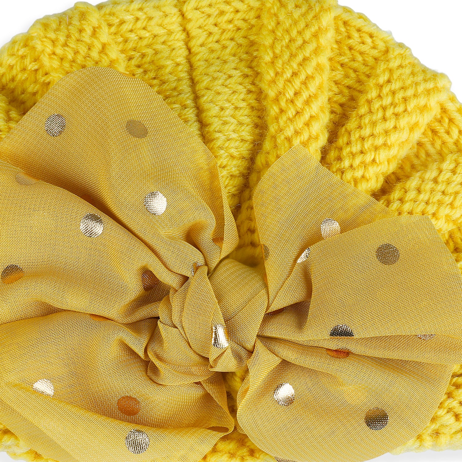 Baby Moo Partywear Sequence Bow 2 Pack Turban Caps - Peach And Yellow - Baby Moo