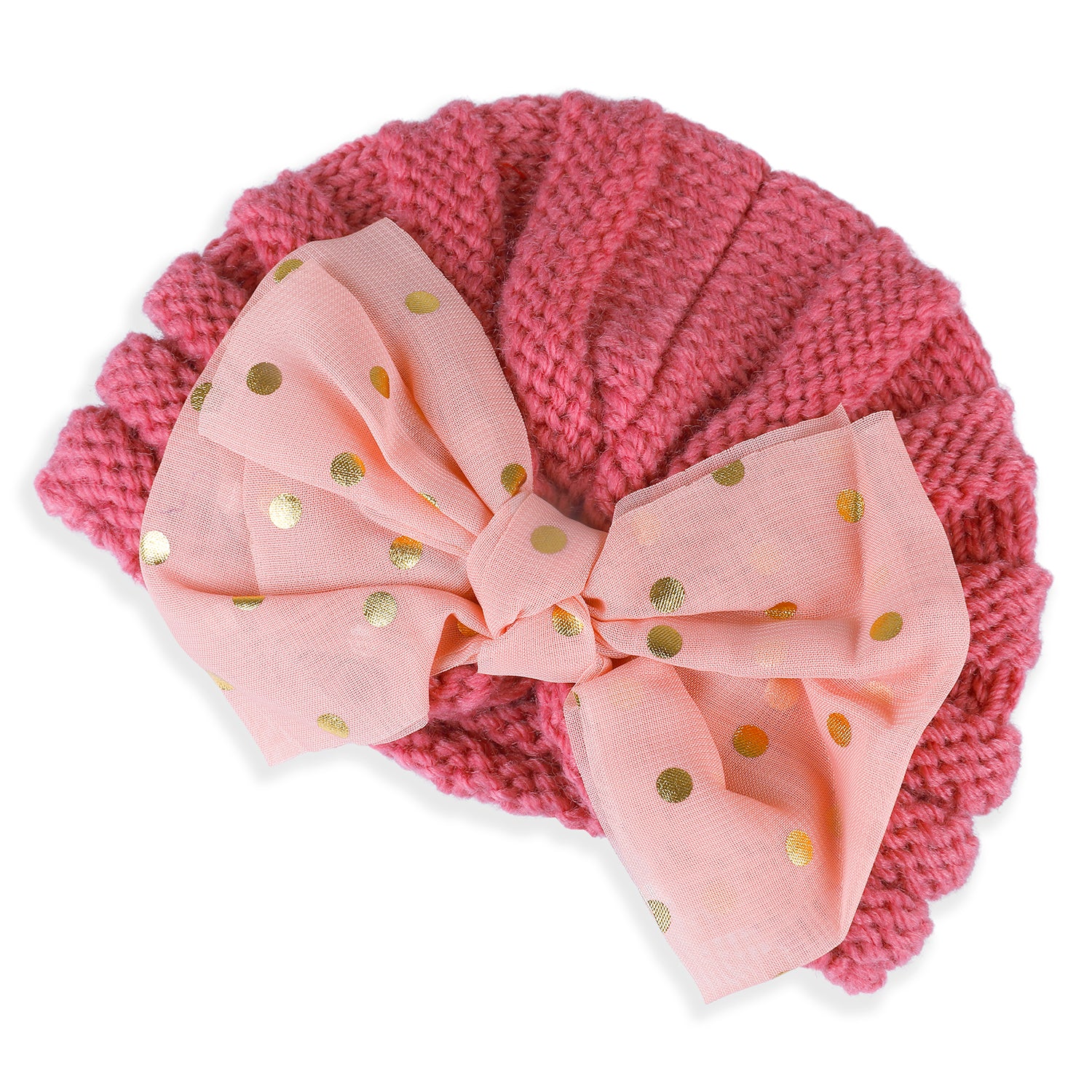 Baby Moo Partywear Sequence Bow 2 Pack Turban Caps - Peach And Yellow - Baby Moo