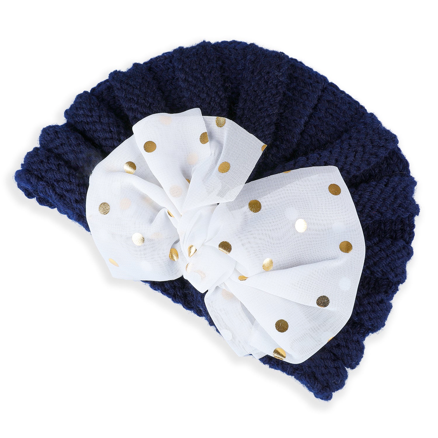 Baby Moo Partywear Sequence Bow 2 Pack Turban Caps - Brown And Navy Blue - Baby Moo