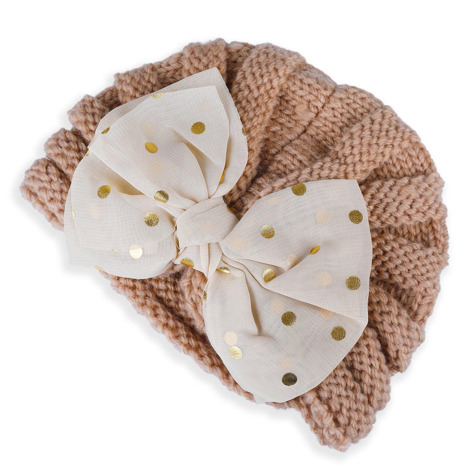 Baby Moo Partywear Sequence Bow 2 Pack Turban Caps - Brown And Navy Blue - Baby Moo