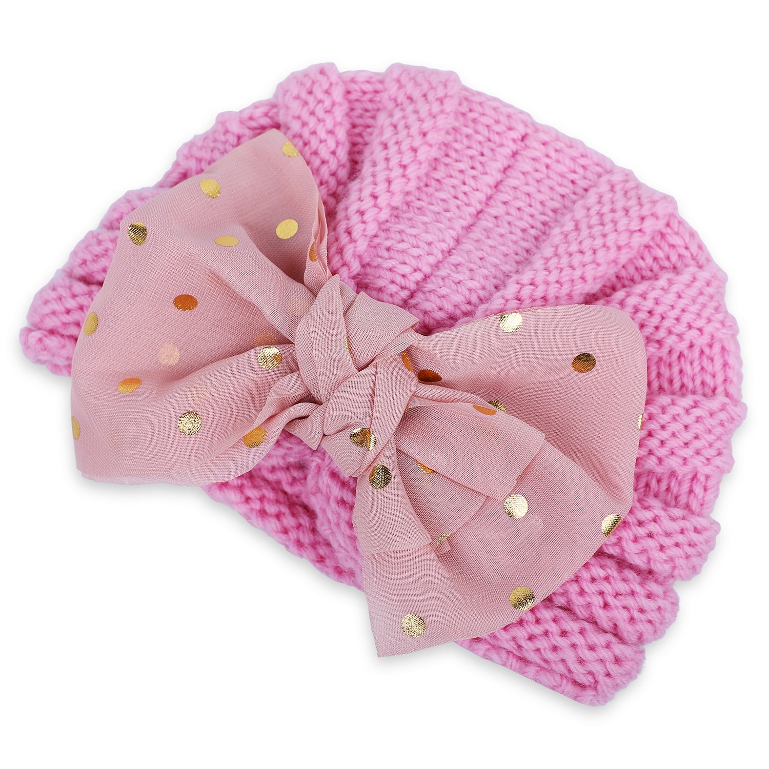 Baby Moo Partywear Sequence Bow 2 Pack Turban Caps - Black And Pink - Baby Moo