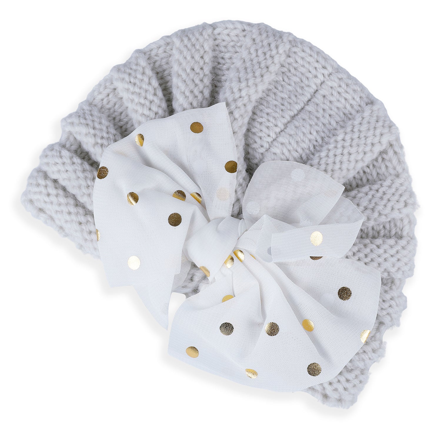 Baby Moo Partywear Sequence Bow 2 Pack Turban Caps - Lilac And White - Baby Moo
