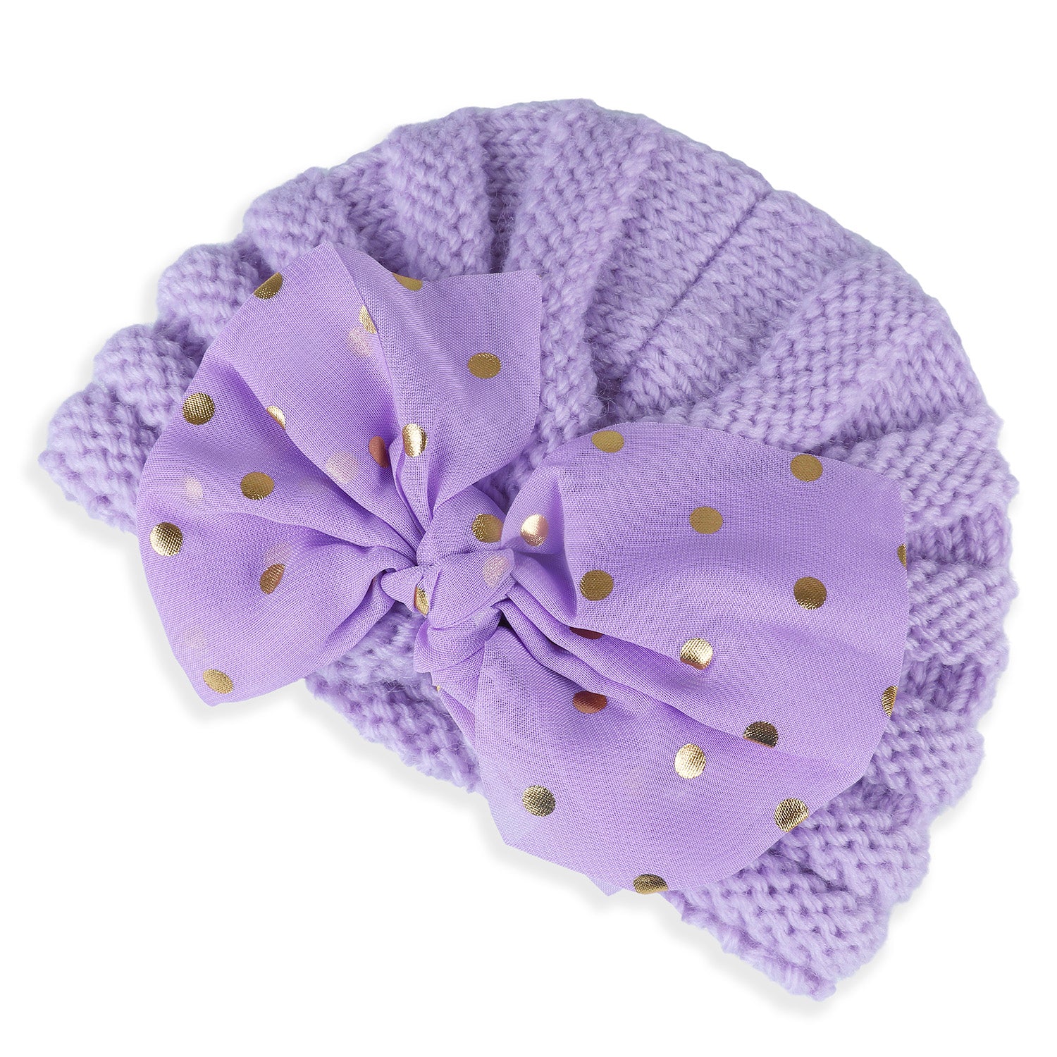 Baby Moo Partywear Sequence Bow 2 Pack Turban Caps - Lilac And White - Baby Moo