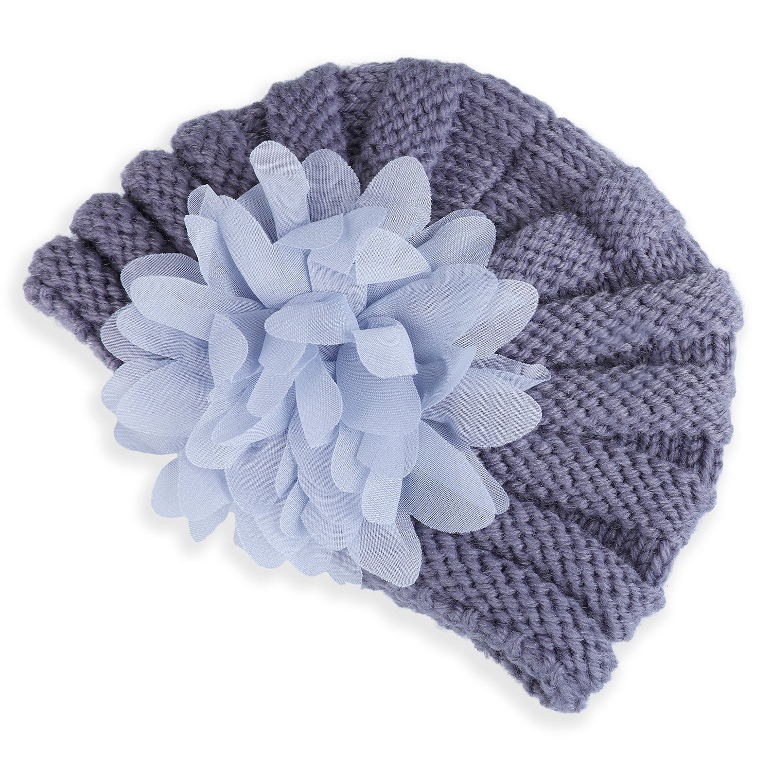 Baby Moo Floral Petals 2 Pack Turban Caps - Pink And Grey - Baby Moo