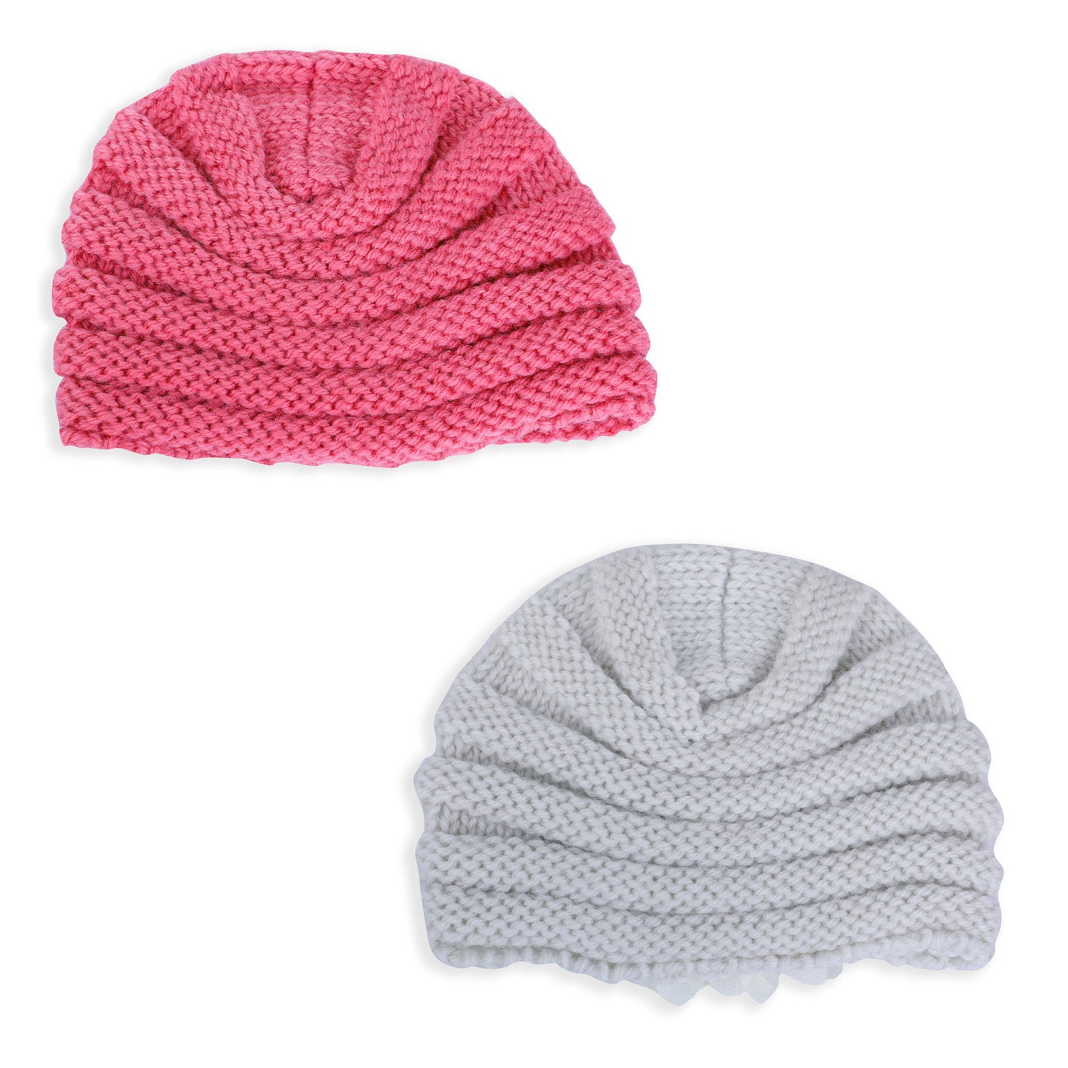 Baby Moo Floral Petals 2 Pack Turban Caps - Pink And White - Baby Moo