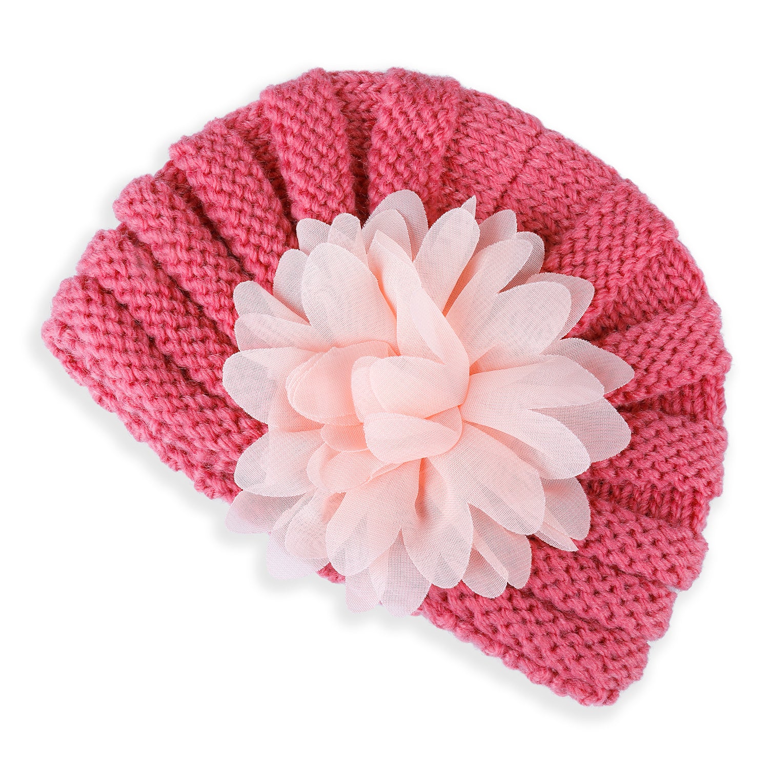Baby Moo Floral Petals 2 Pack Turban Caps - Pink And White - Baby Moo