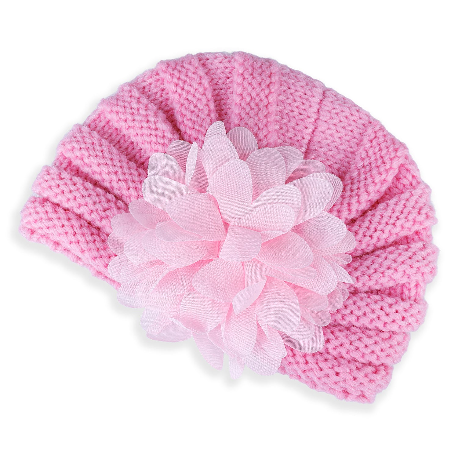 Baby Moo Floral Petals 2 Pack Turban Caps - Pink And Navy Blue - Baby Moo