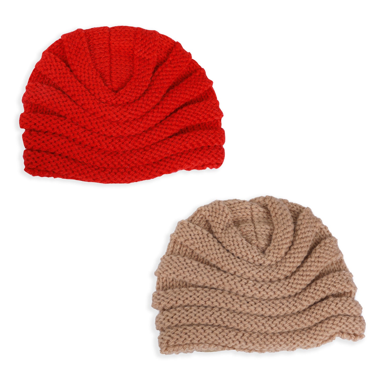 Baby Moo Floral Petals 2 Pack Turban Caps - Red And Brown - Baby Moo