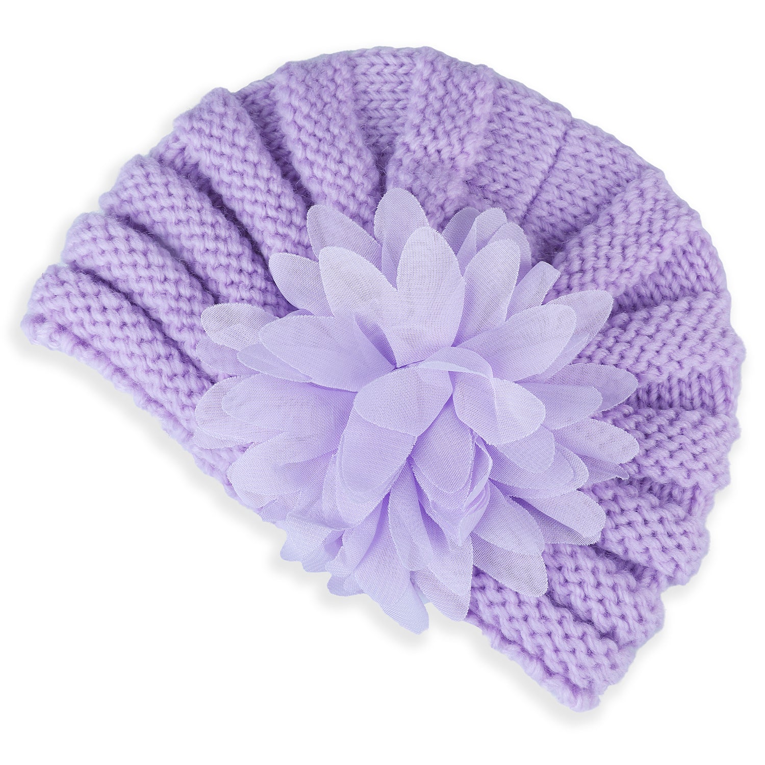 Baby Moo Floral Petals 2 Pack Turban Caps - Lilac And Yellow - Baby Moo