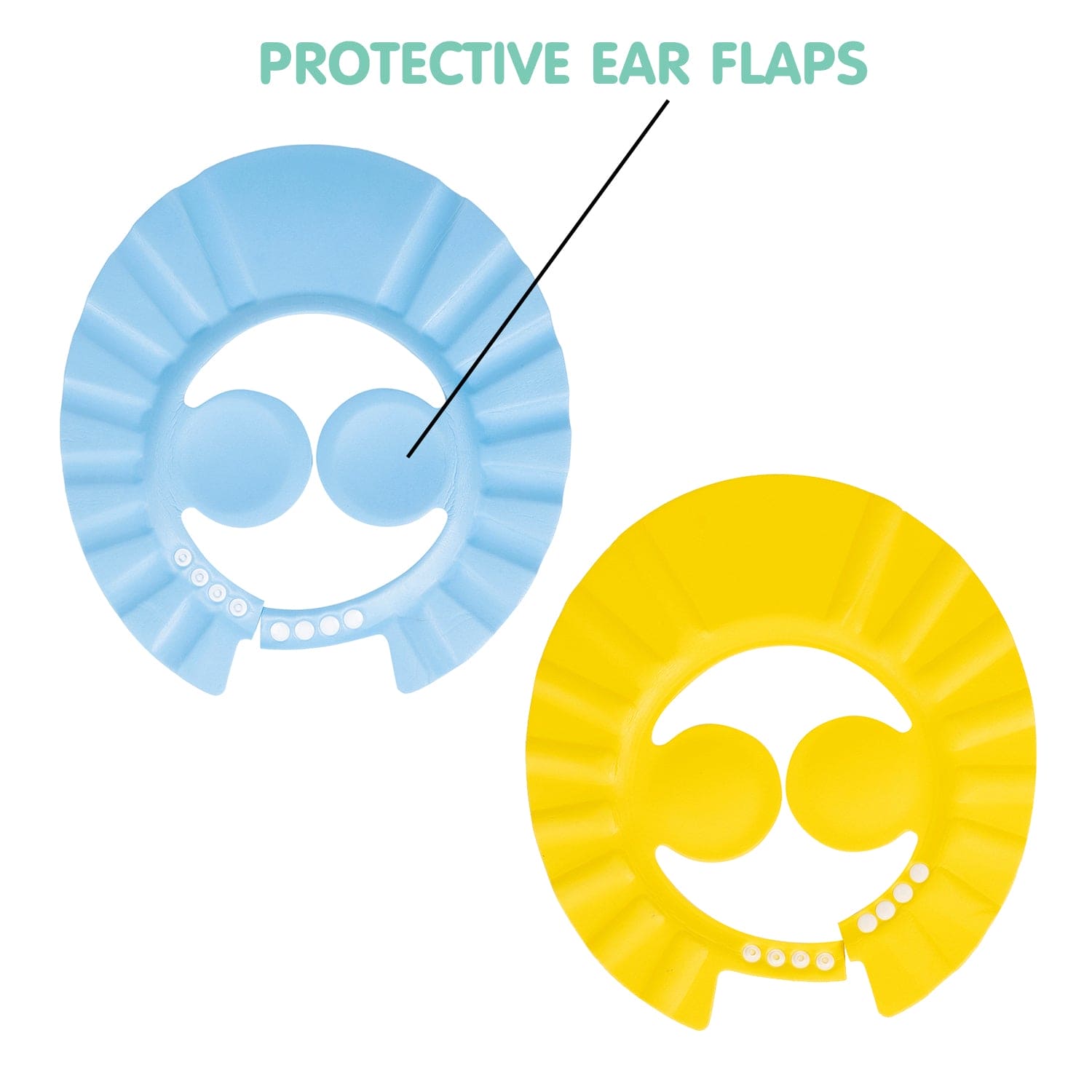 Baby Moo No Tears Safe Adjustable Bathing Shower Cap Pack of 2 - Yellow, Blue